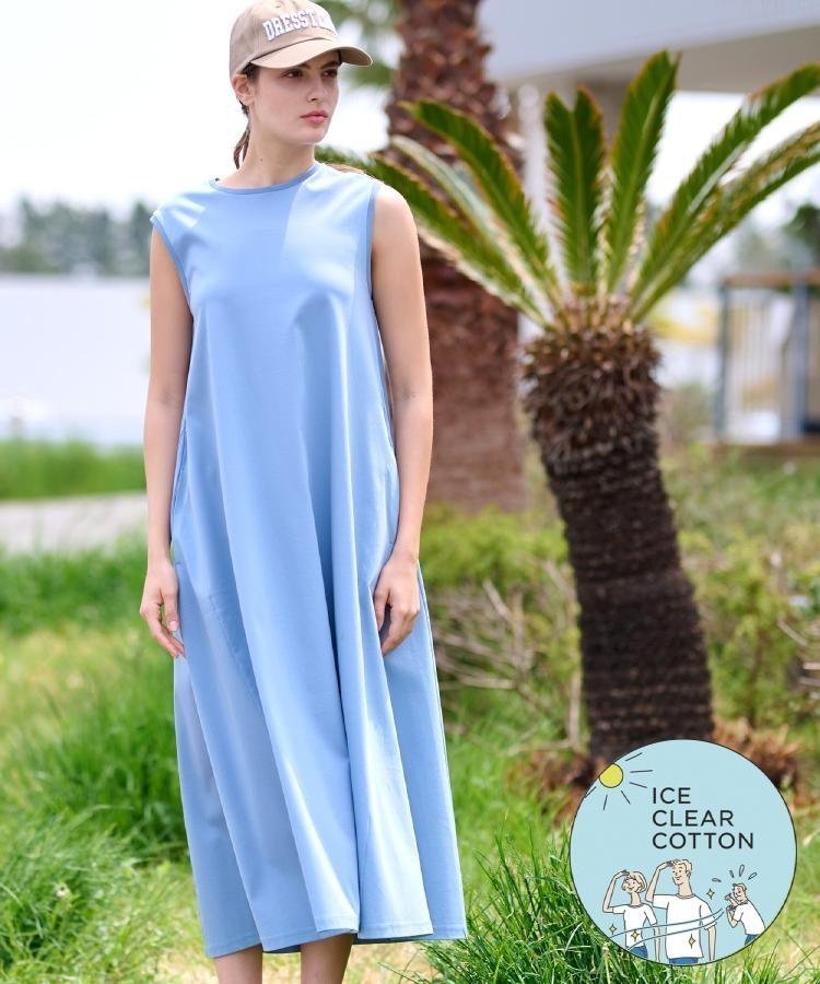 【ドレステリア/DRESSTERIOR】の【ポケットあり/接触冷感/抗菌防臭/消臭】アイスクリアコットンワンピース インテリア・キッズ・メンズ・レディースファッション・服の通販 founy(ファニー) 　ファッション　Fashion　レディースファッション　Fashion for Women　ワンピース　Dresses　エレガント 上品　Elegant　春　Spring　キャップ　Cap, Baseball Cap　コンパクト　Compact, Small Size　抗菌　Antibacterial, Bacteria-Resistant　サンダル　Sandals, Summer Shoes　シルケット　Silket, Silky Cotton　ジャケット　Jacket, Outerwear　スニーカー　Sneakers, Trainers　スポーツ　Sports, Activewear　スマート　Smart, Elegant　スリーブ　Sleeve, Long Sleeve / Short Sleeve　フレア　Flare, Flared　フレンチ　French, French Style　ブルゾン　Blouson, Bomber Jacket　ポケット　Pocket, Pocket Detail　リネン　Linen, Linen Fabric　夏　Summer　ブルー|ID: prp329100004764120 ipo3291000000034488590