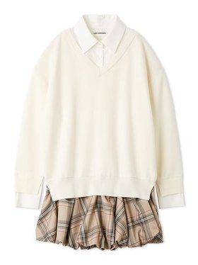 【リリーブラウン/Lily Brown】のニットドッキングバルーンワンピース 人気、トレンドファッション・服の通販 founy(ファニー) ファッション Fashion レディースファッション Fashion for Women ワンピース Dresses スマート Smart, Elegant トレンド Trend, Trending Now ドッキング Docking, Mixed Material バルーン Balloon, Balloon Silhouette フェミニン Feminine, Girly ミックス Mix, Mixed Style |ID:prp329100004764123