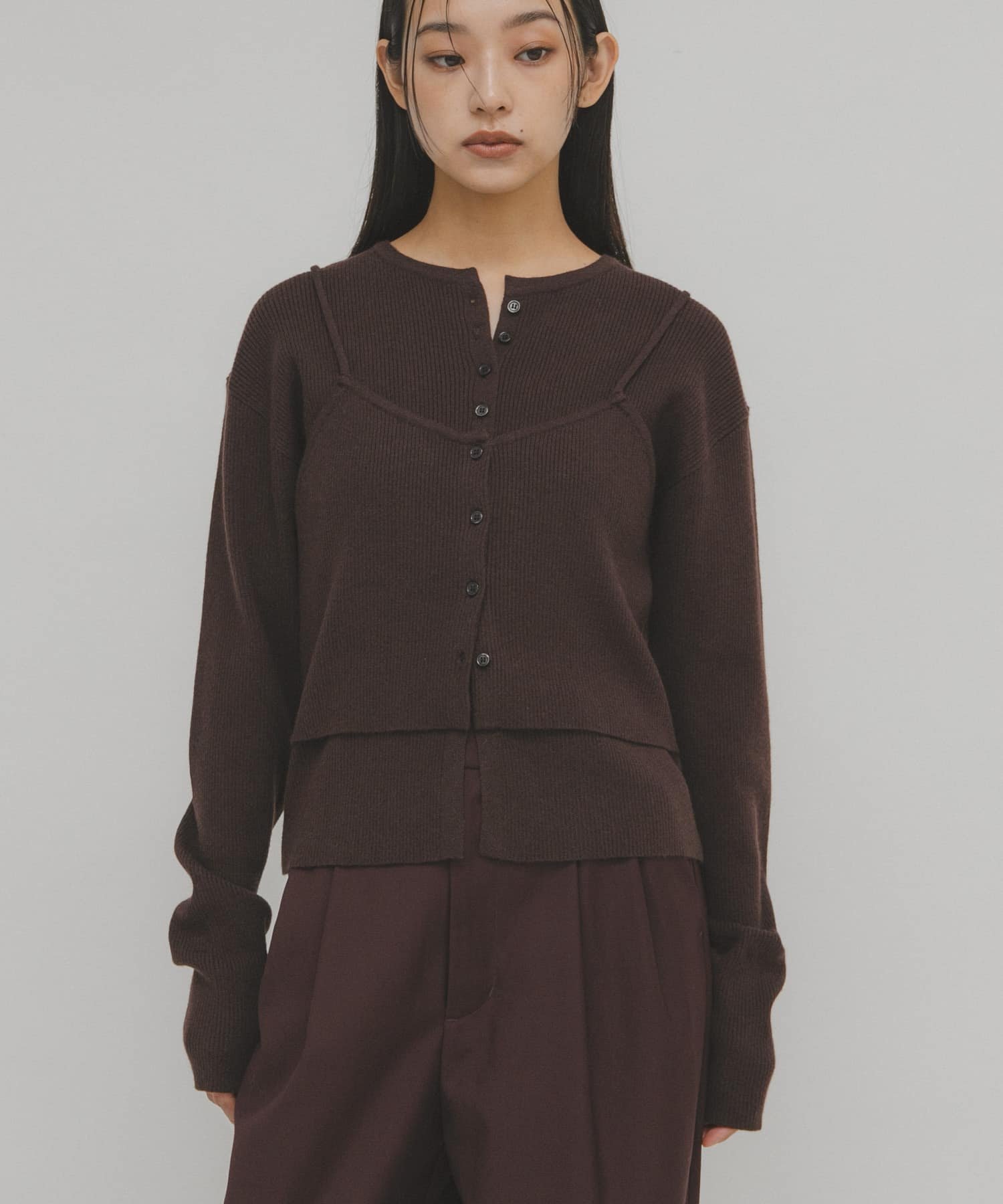 【ケービーエフ/KBF / URBAN RESEARCH】のビスチェSETニット インテリア・キッズ・メンズ・レディースファッション・服の通販 founy(ファニー) 　ファッション　Fashion　レディースファッション　Fashion for Women　トップス・カットソー　Cut & Sew Tops　ニット　Knit Tops & Sweaters　ビスチェ　Bustiers & Corset Tops / Layered Bustier Style　2025年　2025　2025-2026秋冬・A/W　Autumn/Winter 2025–26 AW25–26　冬　Winter / This Winter　ビスチェ　Bustier, Corset Top　フィット　Fit, Slim Fit　A/W・秋冬　Autumn/Winter　ダークブラウン|ID: prp329100004764148 ipo3291000000034488952