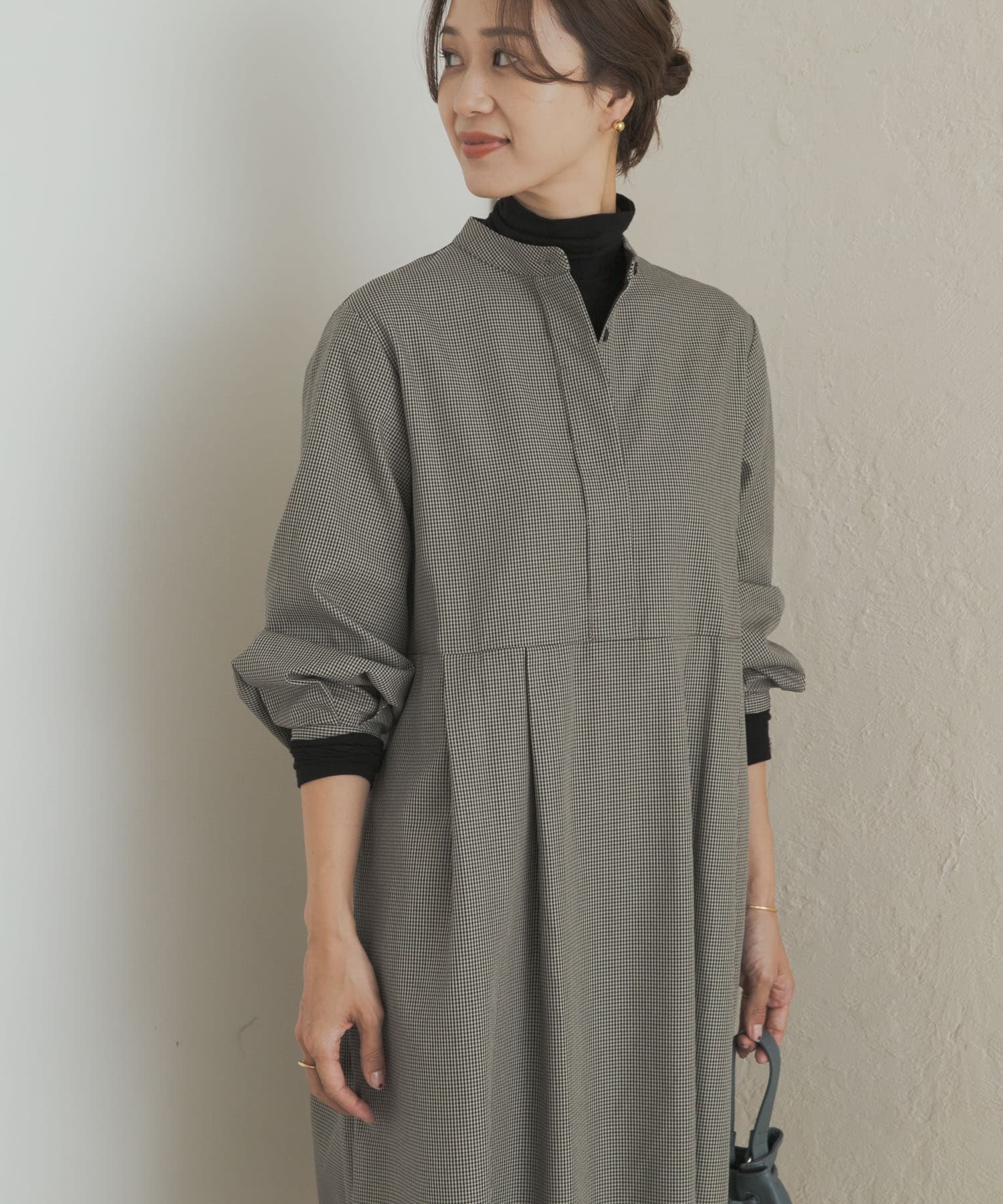 【アーバンリサーチ ドアーズ/URBAN RESEARCH DOORS】の『UR TECH』チェック柄バルーンスリーブワンピース 人気、トレンドファッション・服の通販 founy(ファニー) 　ファッション　Fashion　レディースファッション　Fashion for Women　ワンピース　Dresses　カーディガン　Cardigan, Knitwear　ジャケット　Jacket, Outerwear　スキッパー　Skipper, Open Collar　スリーブ　Sleeve, Long Sleeve / Short Sleeve　チェック　Check, Plaid, Tartan　バルーン　Balloon, Balloon Silhouette　A/W・秋冬　Autumn/Winter　冬　Winter / This Winter　2025年　2025　2025-2026秋冬・A/W　Autumn/Winter 2025–26 AW25–26　 other-1|ID: prp329100004764166 ipo3291000000034489181