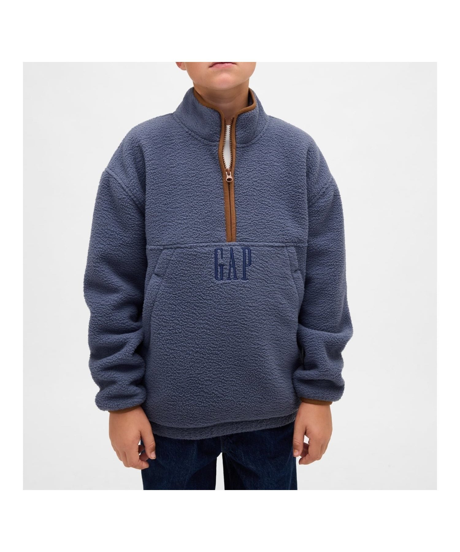 【ギャップ/GAP / KIDS】のボア GAPロゴ ハーフジップ プルオーバー (キッズ) インテリア・キッズ・メンズ・レディースファッション・服の通販 founy(ファニー) ファッション Fashion キッズファッション Fashion for Kids トップス・カットソー Cut & Sew Tops アウトドア Outdoor Clothing フロント Front, Front Design ポケット Pocket, Pocket Detail A/W・秋冬 Autumn/Winter BLUE_RIDGE|ID: prp329100004764250 ipo3291000000034637640