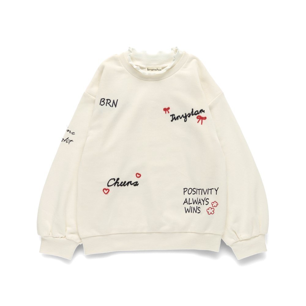 【ブランシェス/branshes / KIDS】の刺しゅうアソートトレーナー インテリア・キッズ・メンズ・レディースファッション・服の通販 founy(ファニー) 　ファッション　Fashion　キッズファッション　Fashion for Kids　チェーン　Chain, Chain Strap　トレーナー　Sweatshirt, Trainer　パッチワーク　Patchwork, Mixed Fabric　フリル　Frill, Ruffle　アイボリー|ID: prp329100004764357 ipo3291000000034625028