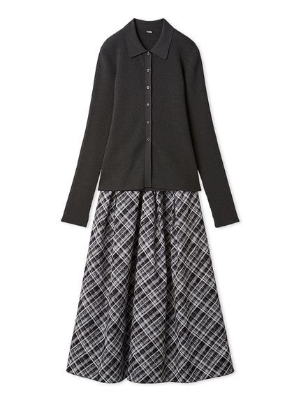 【ミラオーウェン/Mila Owen】の【セットアイテム】ポロ衿ニットタックフレアスカートコーデSET インテリア・キッズ・メンズ・レディースファッション・服の通販 founy(ファニー) 　ファッション　Fashion　レディースファッション　Fashion for Women　セットアップ　Matching Sets　スカート・ミニ/ミディ/マキシ　Skirts / Mini, Midi & Maxi Skirts　スカート　Skirts　Aライン・フレアスカート　A-Line & Flared Skirts　カーディガン　Cardigan, Knitwear　ギャザー　Gathered, Ruffled　スマート　Smart, Elegant　セットアップ　Set-Up, Coordinated Outfit　チェック　Check, Plaid, Tartan　トレンド　Trend, Trending Now　バランス　Balance, Style Balance　フレア　Flare, Flared　ボトム　Bottoms, Lower Wear　モノトーン　Monotone, Black and White　エレガント 上品　Elegant　ホリデーシーズン　Holiday Season　CHECK[931]|ID: prp329100004764486 ipo3291000000034522931