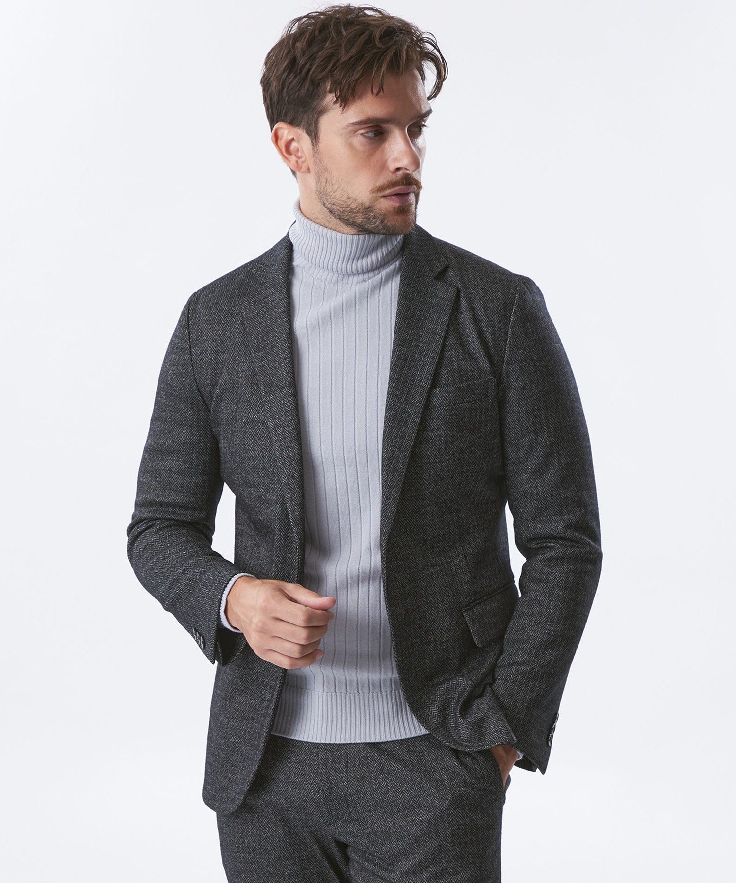 【エポカ/EPOCA / MEN】の【セットアップ】ヘリンボーンウールンジャージージャケット インテリア・キッズ・メンズ・レディースファッション・服の通販 founy(ファニー) ファッション Fashion メンズファッション Fashion for Men セットアップ Matching Sets ジャカード/ジャガード Jacquard, Woven Pattern ジャケット Jacket, Outerwear ストレッチ Stretch, Stretchy Fabric セットアップ Set-Up, Coordinated Outfit A/W・秋冬 Autumn/Winter チャコールグレー|ID: prp329100004765043 ipo3291000000034497630