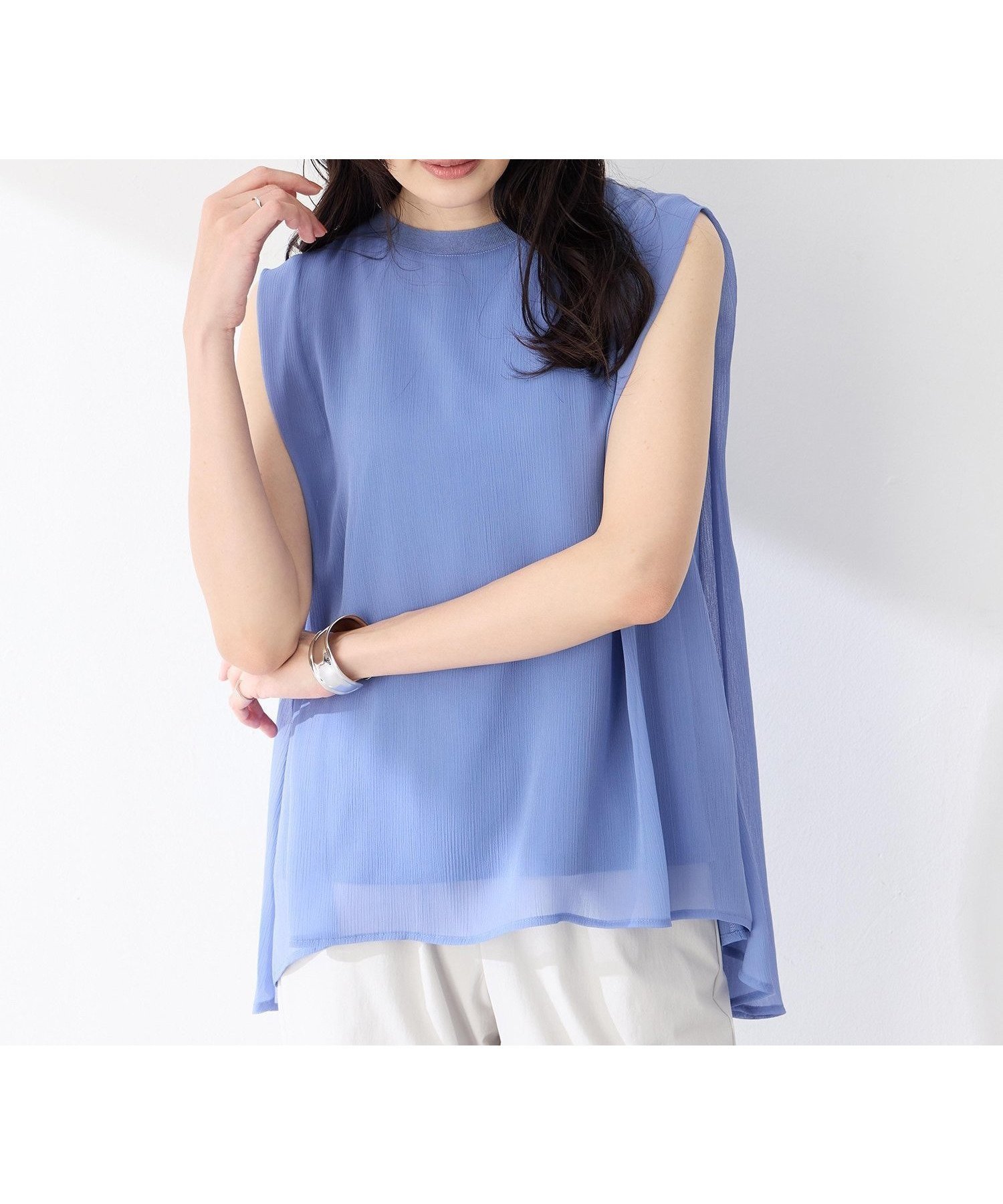 【エーシーデザインバイアルファキュービック/A/C DESIGN BY ALPHACUBIC】のシアータックチュニックトップス インテリア・キッズ・メンズ・レディースファッション・服の通販 founy(ファニー) 　ファッション　Fashion　レディースファッション　Fashion for Women　トップス・カットソー　Cut & Sew Tops　おすすめ　Recommended / Our Picks　フェミニン　Feminine, Girly　ブルー|ID: prp329100004765051 ipo3291000000034497715