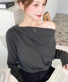 【モーメントプラス/moment+ / MEN】のオフショルドレープニットソープルオーバー チャコールグレー|ID: prp329100004765067 ipo3291000000034599399