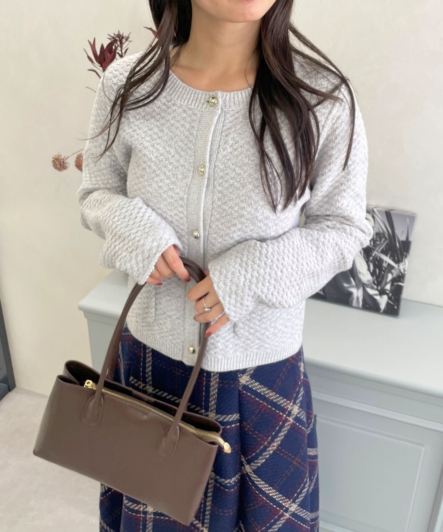 【ミッシュマッシュ/MISCH MASCH】のMM548502 ツイード編みニットジャケット インテリア・キッズ・メンズ・レディースファッション・服の通販 founy(ファニー) 　ファッション　Fashion　レディースファッション　Fashion for Women　アウター　Coat / Outerwear Collection　レディースジャケット・軽アウター　Jackets　カーディガン　Cardigan, Knitwear　クラシカル　Classical, Vintage-Inspired　コンパクト　Compact, Small Size　シンプル　Simple, Minimal　ジャケット　Jacket, Outerwear　ツイード　Twill, Twill Weave　デニム　Denim, Jeans Material　バランス　Balance, Style Balance　フィット　Fit, Slim Fit　フェミニン　Feminine, Girly　フォルム　Silhouette, Form　ポケット　Pocket, Pocket Detail　メタル　Metal, Metal Parts　ラウンド　Round, Round Neck　ワイド　Wide, Wide Fit　エレガント 上品　Elegant　グレー|ID: prp329100004765069 ipo3291000000034497916