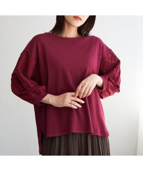 【イッカ/ikka】の【親子コーデ】袖キカレース切り替えプルオーバー 人気、トレンドファッション・服の通販 founy(ファニー) ファッション Fashion レディースファッション Fashion for Women トップス・カットソー Cut & Sew Tops カジュアルプルオーバー・ニットトップス Pullovers & Knit Tops / Casual Pullovers おすすめ Recommended / Our Picks カットソー Cut and Sewn Top コンビ Combo, Combination Style ドッキング Docking, Mixed Material フェミニン Feminine, Girly レース Lace, Lace Fabric 秋 Autumn |ID:prp329100004765072