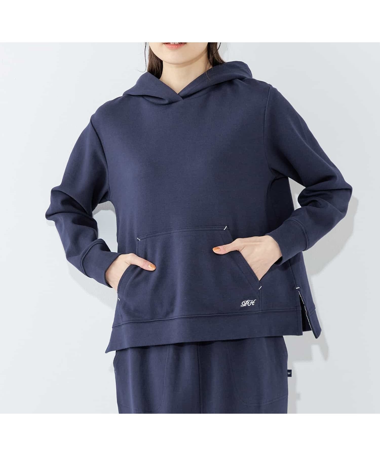 【プチ オンフルール/Petit Honfleur】のスウェットスリットパーカー インテリア・キッズ・メンズ・レディースファッション・服の通販 founy(ファニー) 　ファッション　Fashion　レディースファッション　Fashion for Women　トップス・カットソー　Cut & Sew Tops　レディースパーカー・カジュアルフーディー　Casual Hoodies & Sweatshirts　スウェット・クルーネックトップス　Sweatshirts & Crewnecks / Relaxed Fit Sweat Tops　おすすめ　Recommended / Our Picks　カットソー　Cut and Sewn Top　ショート　Short, Short Length　スリット　Slit, Slit Detail　フレア　Flare, Flared　ネイビー|ID: prp329100004765073 ipo3291000000034497949