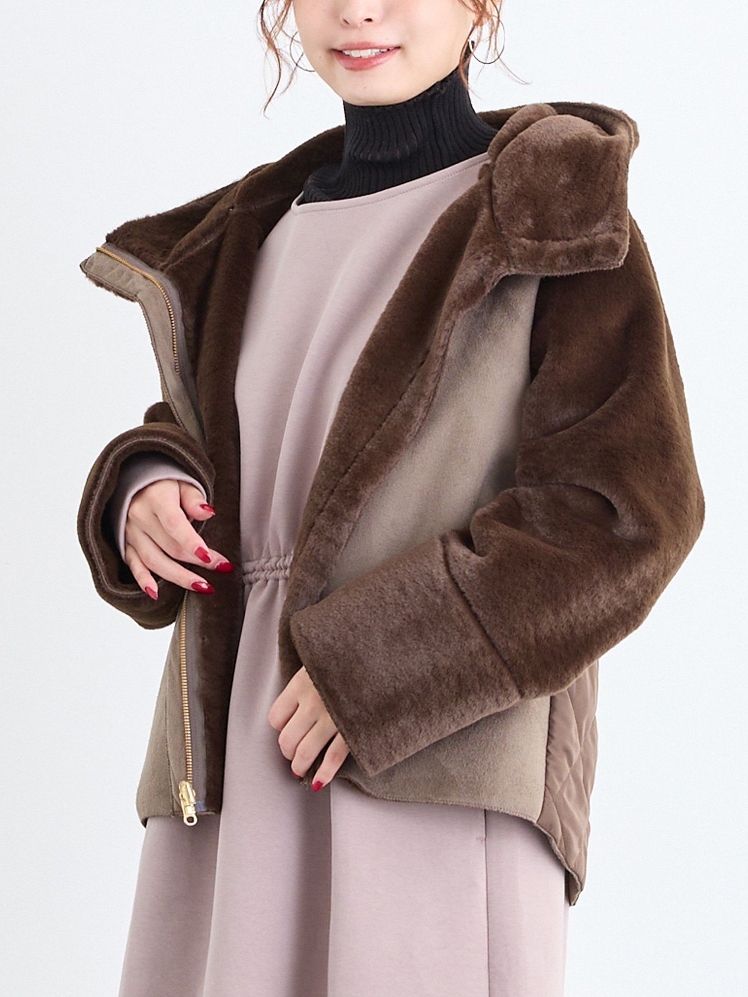 【ニコル クラブ/NICOLE CLUB】のファームートンリバーシブルブルゾン インテリア・キッズ・メンズ・レディースファッション・服の通販 founy(ファニー) 　ファッション　Fashion　レディースファッション　Fashion for Women　アウター　Coat / Outerwear Collection　ブルゾンジャケット・スポーティアウター　Blouson Jackets　キルティング　Quilted, Quilting　ダウン　Down, Puffer　デニム　Denim, Jeans Material　フェイク　Faux, Fake　フェイクファー　Faux Fur, Imitation Fur　ブルゾン　Blouson, Bomber Jacket　ムートン　Shearling, Mouton　リバーシブル　Reversible, Two-Sided　13ブラウン|ID: prp329100004765078 ipo3291000000034498023