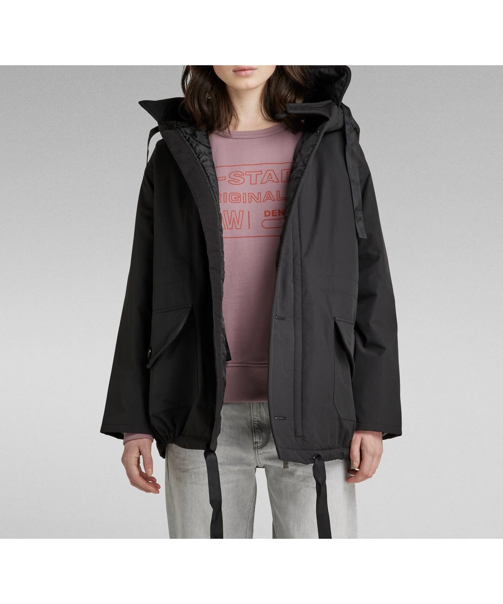 【ジースター ロゥ/G-Star RAW】の【公式ショップ】MID PARKA/オーバーサイズ撥水ナイロンパーカー インテリア・キッズ・メンズ・レディースファッション・服の通販 founy(ファニー) 　ファッション　Fashion　レディースファッション　Fashion for Women　トップス・カットソー　Cut & Sew Tops　レディースパーカー・カジュアルフーディー　Casual Hoodies & Sweatshirts　キルティング　Quilted, Quilting　スリーブ　Sleeve, Long Sleeve / Short Sleeve　ドローコード　Drawcord, Drawstring Cord　ドローストリング　Drawstring, Pull Cord　パーカー　Hoodie, Parka　フラップ　Flap, Flap Pocket　フロント　Front, Front Design　プリーツ　Pleats, Pleated　ポケット　Pocket, Pocket Detail　ループ　Loop, Loop Knit　ロング　Long, Long-Length　Dark Black|ID: prp329100004765099 ipo3291000000034498259