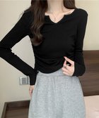 【ミニミニストア/miniministore】のサイドドローストリングTシャツキーネック ブラック|ID: prp329100004765102 ipo3291000000034857366