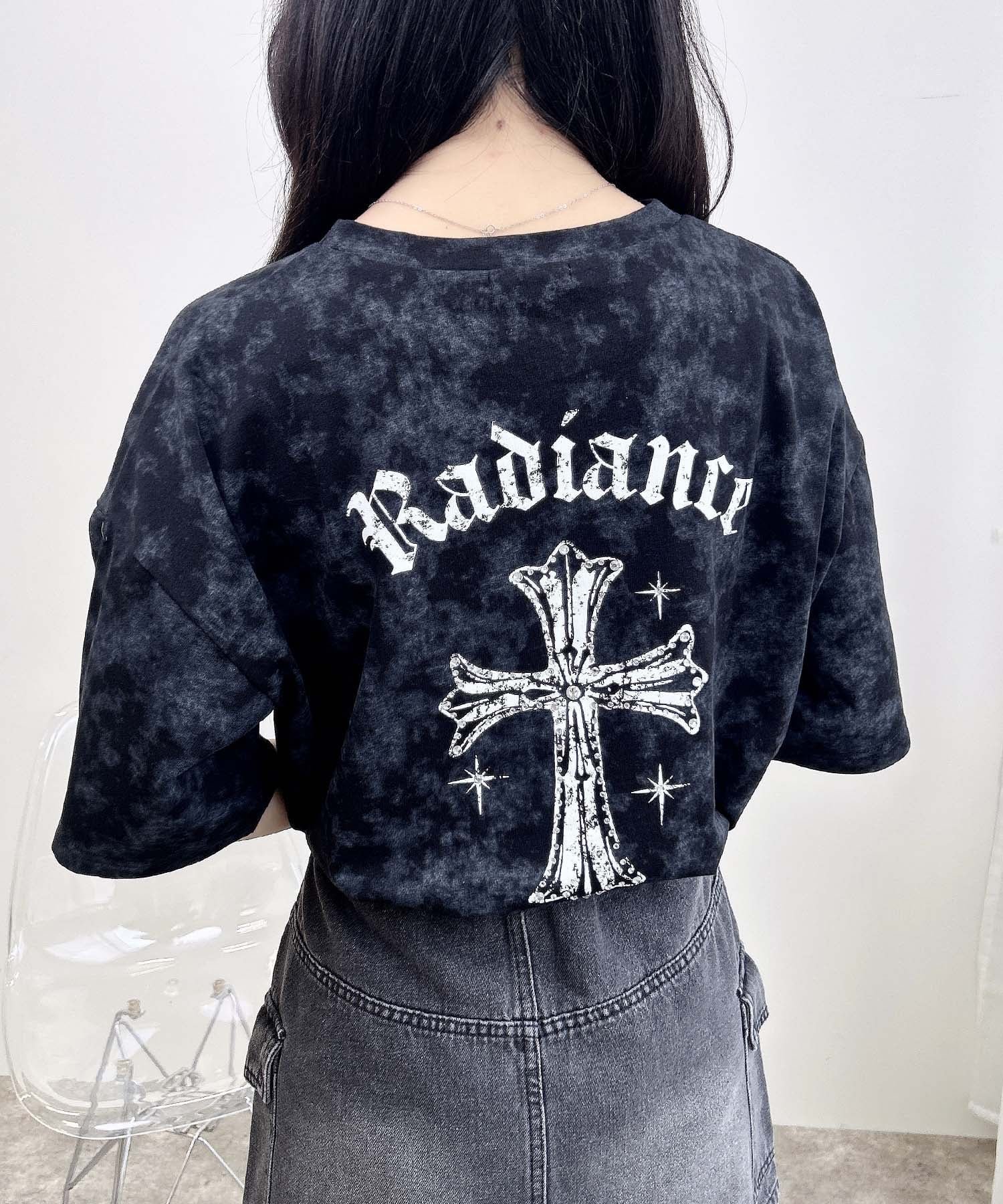 【イング/INGNI】のムラ染めバックラインストーンクロスロゴチュニックTシャツ 人気、トレンドファッション・服の通販 founy(ファニー) ファッション Fashion レディースファッション Fashion for Women トップス・カットソー Cut & Sew Tops シャツ・ブラウス・オフィスカジュアル Elegant Blouses & Button-Ups ロングTシャツ・Tシャツ Longline T-Shirts & Tees チュニック Tunic, Long Top フォルム Silhouette, Form other-1|ID: prp329100004765111 ipo3291000000034498414