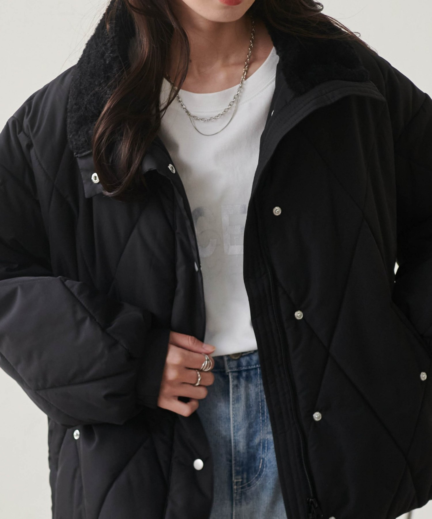 【ラナン/Ranan】のダイヤキルトスタンドカラーブルゾン インテリア・キッズ・メンズ・レディースファッション・服の通販 founy(ファニー) 　ファッション　Fashion　レディースファッション　Fashion for Women　アウター　Coat / Outerwear Collection　ブルゾンジャケット・スポーティアウター　Blouson Jackets　キルト　Quilt, Quilted Fabric　スタンド　Stand Collar, Upright Stand　タフタ　Taffeta, Structured Fabric　フェイクファー　Faux Fur, Imitation Fur　ブルゾン　Blouson, Bomber Jacket　ポケット　Pocket, Pocket Detail　エレガント 上品　Elegant　ブラック|ID: prp329100004765113 ipo3291000000034498492