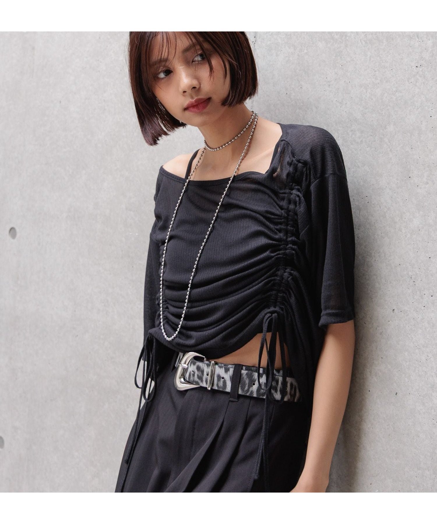 【ページボーイ/PAGEBOY】のドロストシャーリング半袖セット インテリア・キッズ・メンズ・レディースファッション・服の通販 founy(ファニー) 　ファッション　Fashion　レディースファッション　Fashion for Women　トップス・カットソー　Cut & Sew Tops　おすすめ　Recommended / Our Picks　コンパクト　Compact, Small Size　セットアップ　Set-Up, Coordinated Outfit　ボトム　Bottoms, Lower Wear　ワンショル　One Shoulder, Asymmetrical　半袖　Short Sleeve, Half Sleeve　ブラック09|ID: prp329100004765121 ipo3291000000034498583