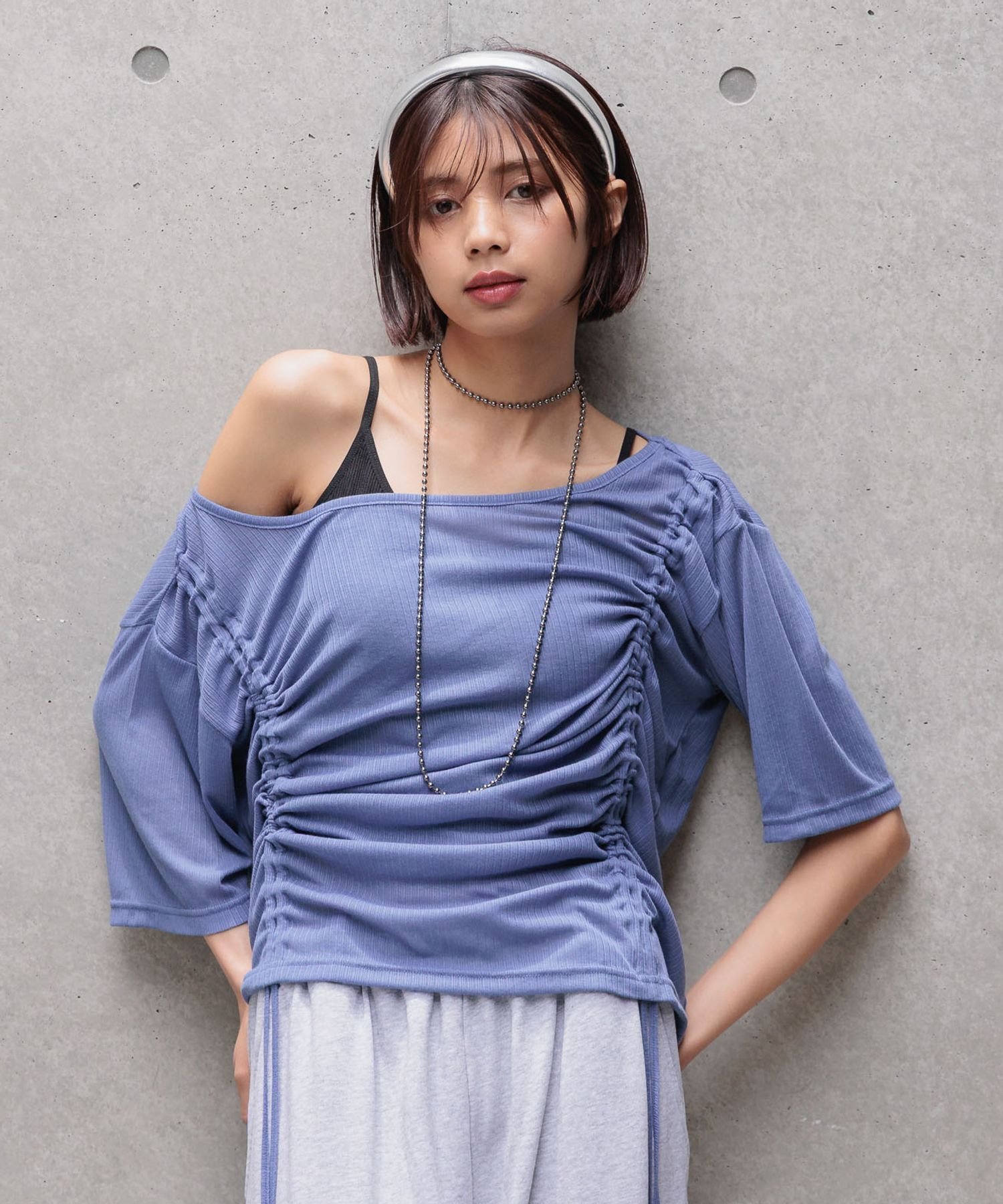 【ページボーイ/PAGEBOY】のドロストシャーリング半袖セット インテリア・キッズ・メンズ・レディースファッション・服の通販 founy(ファニー) 　ファッション　Fashion　レディースファッション　Fashion for Women　トップス・カットソー　Cut & Sew Tops　おすすめ　Recommended / Our Picks　コンパクト　Compact, Small Size　セットアップ　Set-Up, Coordinated Outfit　ボトム　Bottoms, Lower Wear　ワンショル　One Shoulder, Asymmetrical　半袖　Short Sleeve, Half Sleeve　ロイヤルブルー86|ID: prp329100004765121 ipo3291000000034498586