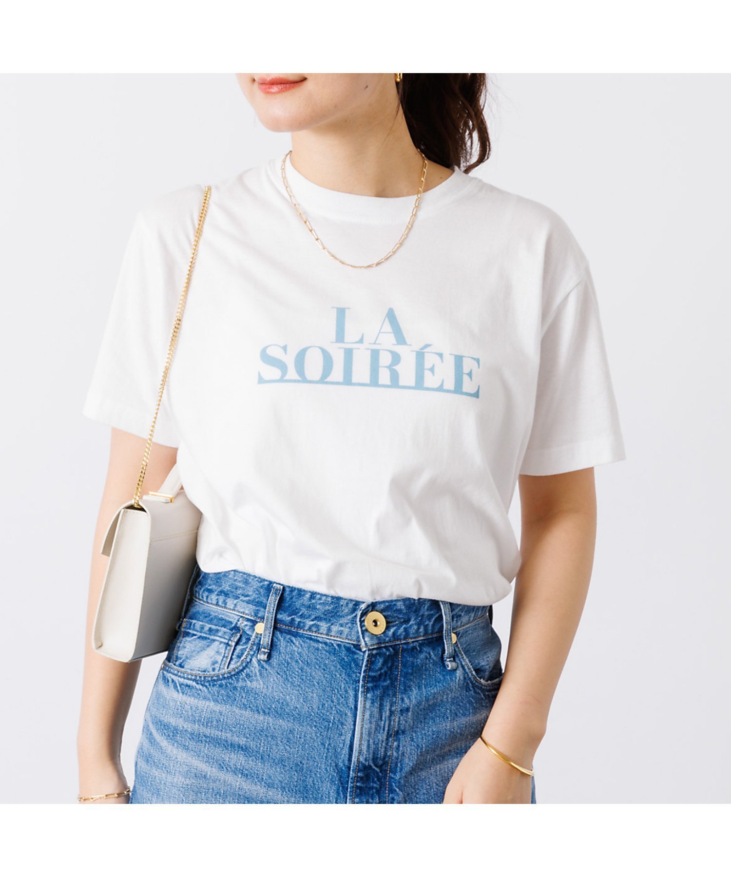 【ルージュヴィフラクレ/Rouge vif la cle】のフロントバックロゴ半袖Tシャツ インテリア・キッズ・メンズ・レディースファッション・服の通販 founy(ファニー) 　ファッション　Fashion　レディースファッション　Fashion for Women　トップス・カットソー　Cut & Sew Tops　シャツ・ブラウス・オフィスカジュアル　Elegant Blouses & Button-Ups　ロングTシャツ・Tシャツ　Longline T-Shirts & Tees　バッグ　Bags　カーディガン　Cardigan, Knitwear　シンプル　Simple, Minimal　ジャケット　Jacket, Outerwear　フロント　Front, Front Design　プリント　Print, Printed Pattern　ベーシック　Basic, Essential　半袖　Short Sleeve, Half Sleeve　ブルー|ID: prp329100004765156 ipo3291000000034587696