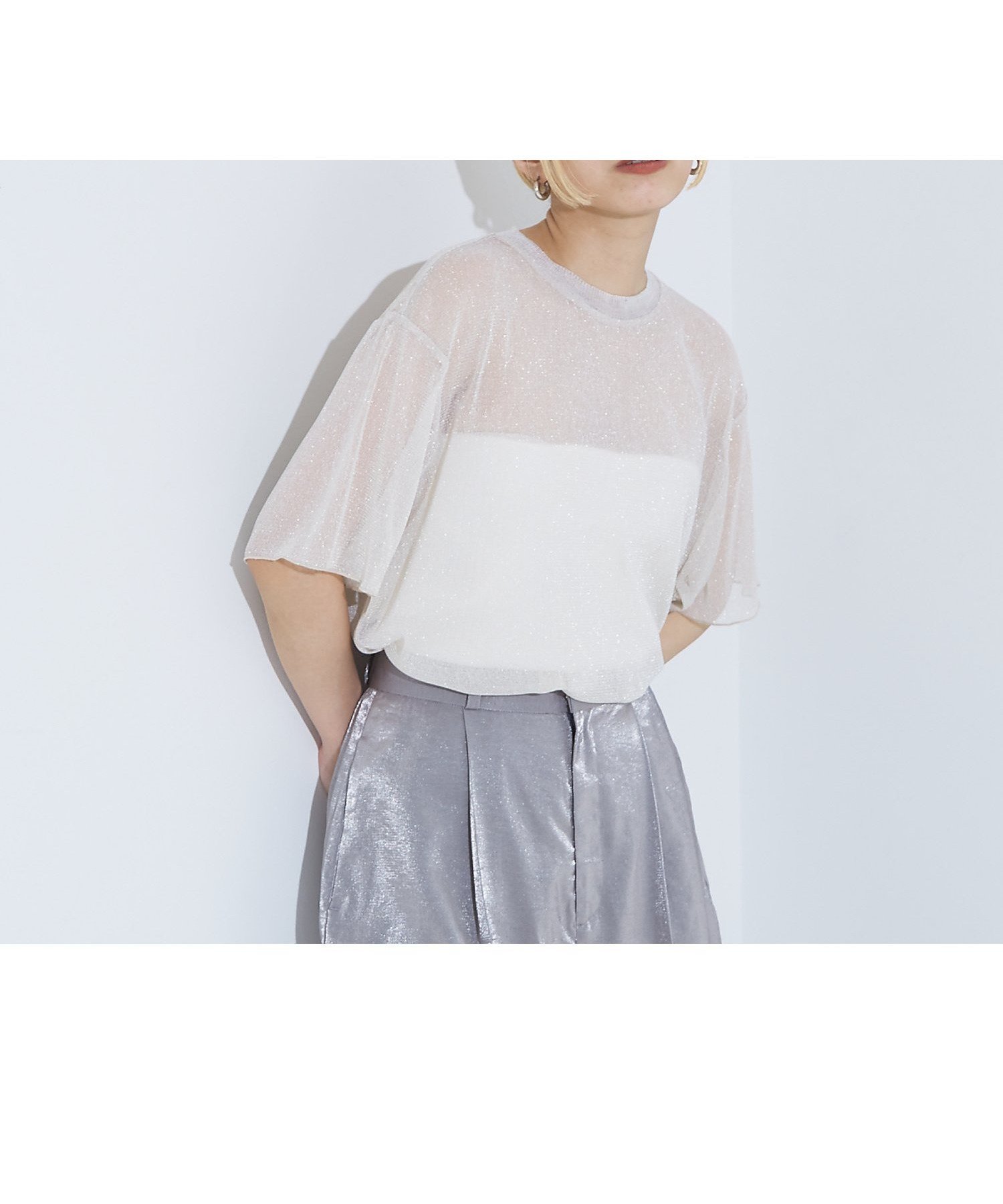 【ノミネ/NOMINE】のチュールTシャツ インテリア・キッズ・メンズ・レディースファッション・服の通販 founy(ファニー) 　ファッション　Fashion　レディースファッション　Fashion for Women　トップス・カットソー　Cut & Sew Tops　シャツ・ブラウス・オフィスカジュアル　Elegant Blouses & Button-Ups　ロングTシャツ・Tシャツ　Longline T-Shirts & Tees　インナー　Innerwear　シアー　Sheer, See-Through　シンプル　Simple, Minimal　タンク　Tank Top, Sleeveless Top　チュール　Tulip, Tulip Motif　今季　This Season, Current Season　無地　Plain, Solid Color　アイボリー|ID: prp329100004765161 ipo3291000000034498815