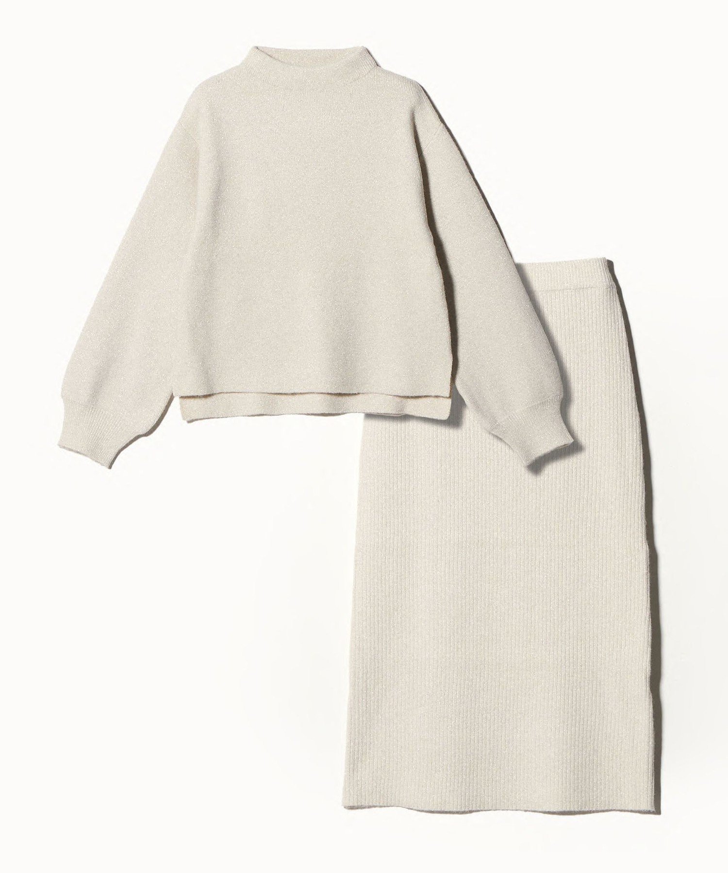 【ユナイテッドアローズ/UNITED ARROWS】のラメハイネックニット+スカート A DAY IN THE LIFE インテリア・キッズ・メンズ・レディースファッション・服の通販 founy(ファニー) ファッション Fashion レディースファッション Fashion for Women スカート Skirts アクリル Acrylic Material スカーフ Scarf, Neckwear トレンド Trend, Trending Now ネックレス Necklace, Pendant Necklace ハイネック High Neck, Mock Neck バランス Balance, Style Balance ボックス Boxy, Box Shape アウトレット Outlet / Clearance エレガント 上品 Elegant ビジネス 仕事 通勤 Business / Work / Commuting NATURAL|ID: prp329100004765178 ipo3291000000034498904