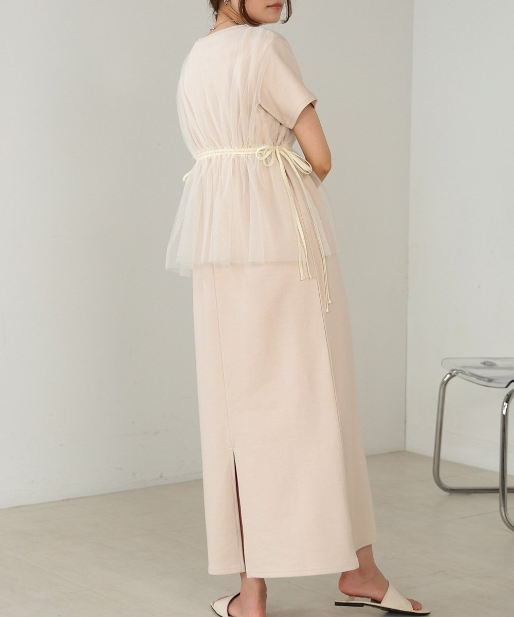 【バブ ブージュルード/Bab Bou Jeloud】の【低身長向けサイズあり】チュールドッキングスウェットワンピース インテリア・キッズ・メンズ・レディースファッション・服の通販 founy(ファニー) ファッション Fashion レディースファッション Fashion for Women ワンピース Dresses アクセサリー Fashion Accessories インナー Innerwear エアリー Airy Texture カットソー Cut and Sewn Top サンダル Sandals, Summer Shoes スマート Smart, Elegant スリット Slit, Slit Detail チェック Check, Plaid, Tartan チュール Tulip, Tulip Motif バランス Balance, Style Balance フェミニン Feminine, Girly ペチコート Petticoat, Underskirt 再入荷 Restock / Back in Stock BEIGE|ID: prp329100004765187 ipo3291000000034498960