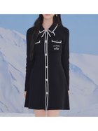 【リリーブラウン/Lily Brown】の【LILY BROWN×MARY QUANT】ビジューボタンミニニットワンピース 人気、トレンドファッション・服の通販 founy(ファニー) ファッション Fashion レディースファッション Fashion for Women ワンピース Dresses ニットワンピース Knit Dresses スマート Smart, Elegant フィット Fit, Slim Fit フロント Front, Front Design ポケット Pocket, Pocket Detail モチーフ Motif, Design Theme リボン Ribbon, Bow ロンドン London Style, British Inspired エレガント 上品 Elegant thumbnail BLK[009]|ID: prp329100004765216 ipo3291000000034652812
