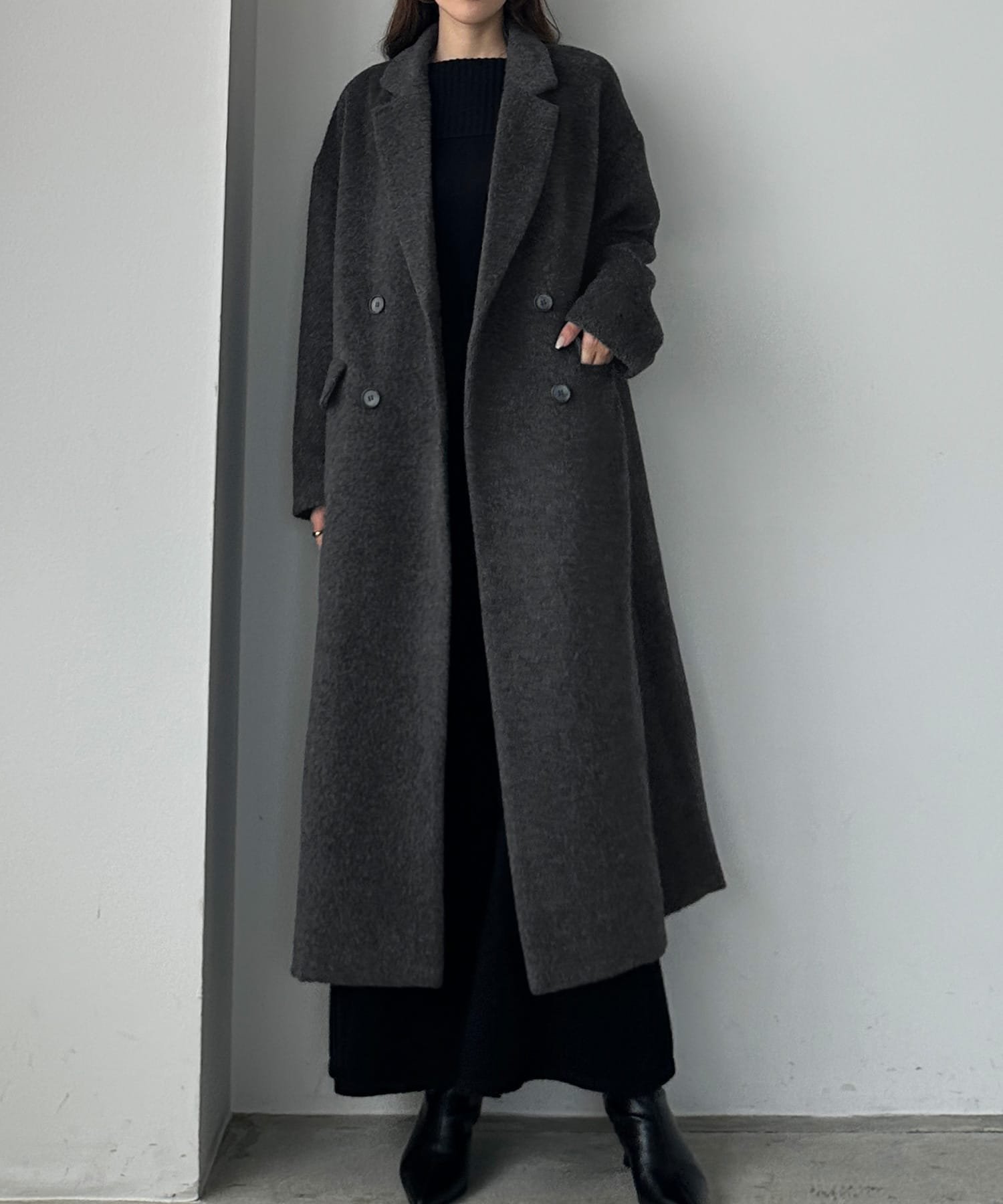 【ジュノア/JUNOAH】のLouere シャギーチェスターコート インテリア・キッズ・メンズ・レディースファッション・服の通販 founy(ファニー) 　ファッション　Fashion　レディースファッション　Fashion for Women　アウター　Coat / Outerwear Collection　コート・ロングコート・ピーコート　Long Coats, Peacoats & More　チェスターコート・ロング丈アウター　Chester Coats / Chesterfield Long Coats　ダークグレー|ID: prp329100004765220 ipo3291000000034499138