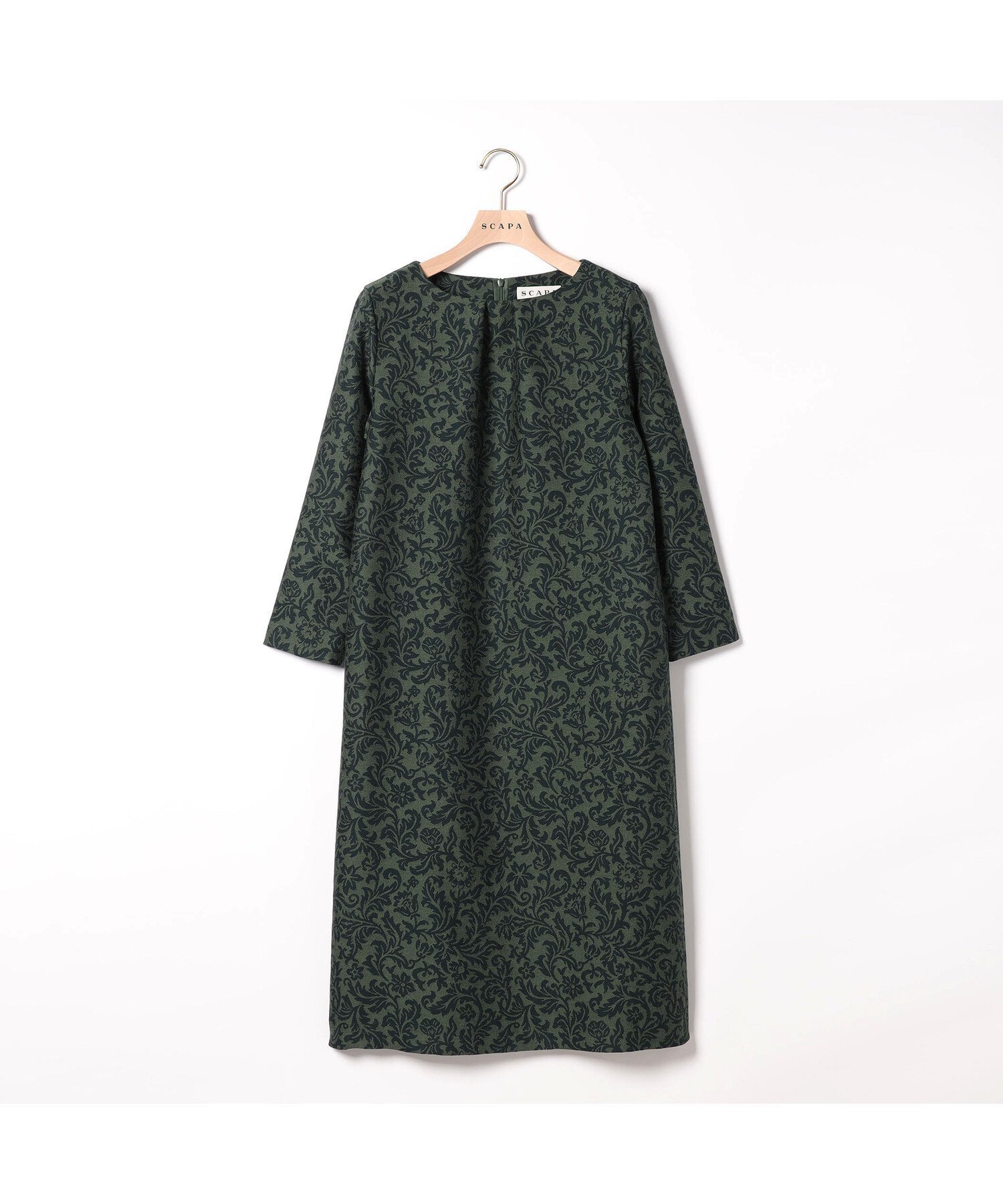 【スキャパ/SCAPA】のガーデンジャカードワンピース 人気、トレンドファッション・服の通販 founy(ファニー) 　ファッション　Fashion　レディースファッション　Fashion for Women　ワンピース　Dresses　エレガント 上品　Elegant　ガーデン　Garden, Gardening　シンプル　Simple, Minimal　フォルム　Silhouette, Form　フロント　Front, Front Design　ボタニカル　Botanical, Floral Pattern　モチーフ　Motif, Design Theme　 other-1|ID: prp329100004765228 ipo3291000000034499173