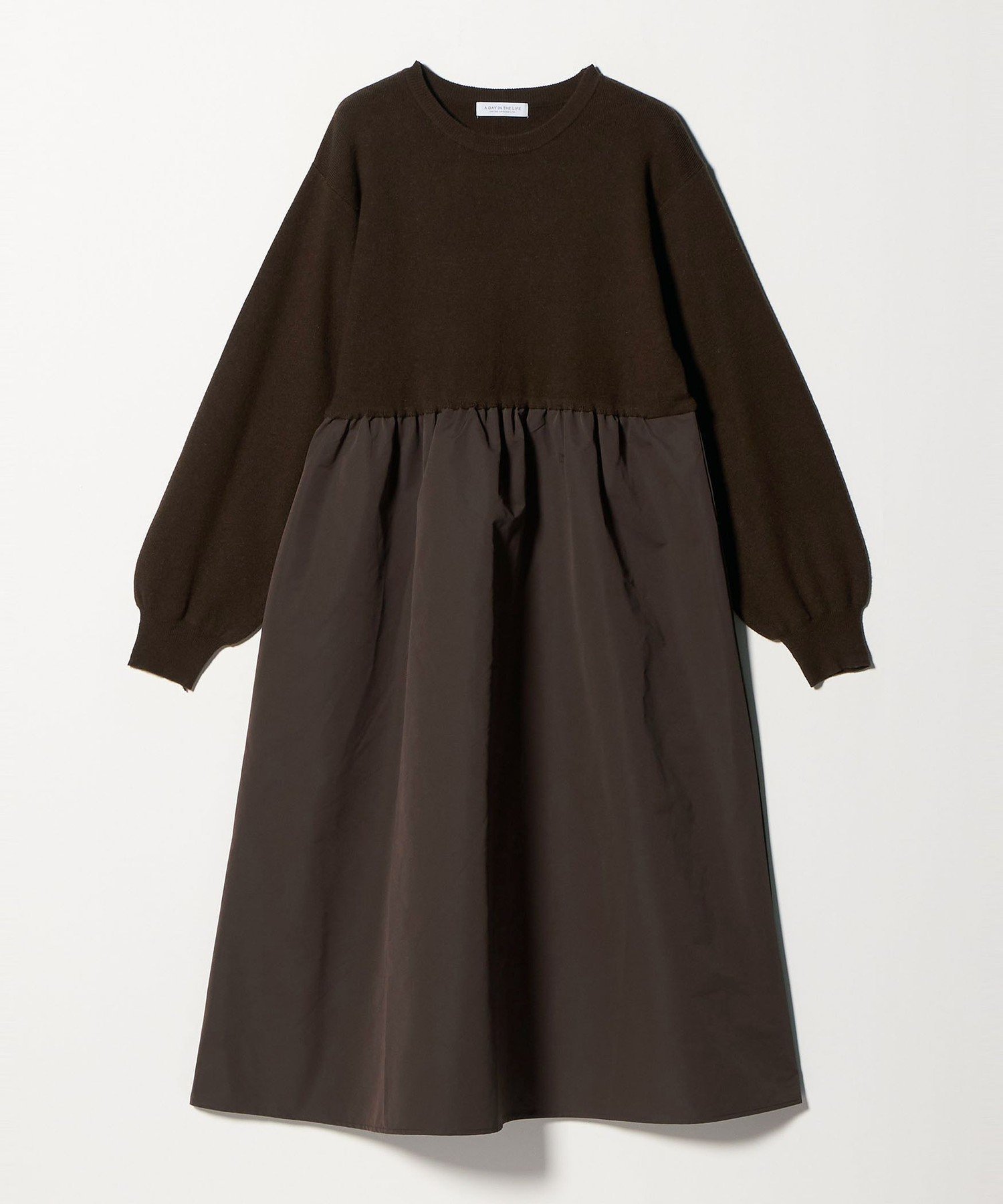 【ユナイテッドアローズ/UNITED ARROWS】のニット*タフタ コンビギャザー ワンピース -ウォッシャブル- A DAY IN THE LIFE インテリア・キッズ・メンズ・レディースファッション・服の通販 founy(ファニー) ファッション Fashion レディースファッション Fashion for Women ワンピース Dresses ウォッシャブル Machine Washable ギャザー Gathered, Ruffled コンビ Combo, Combination Style シンプル Simple, Minimal スカーフ Scarf, Neckwear ストレッチ Stretch, Stretchy Fabric スニーカー Sneakers, Trainers タフタ Taffeta, Structured Fabric トレンド Trend, Trending Now ドッキング Docking, Mixed Material ネックレス Necklace, Pendant Necklace バランス Balance, Style Balance アウトレット Outlet / Clearance ビジネス 仕事 通勤 Business / Work / Commuting DK.BROWN|ID: prp329100004765237 ipo3291000000034499229