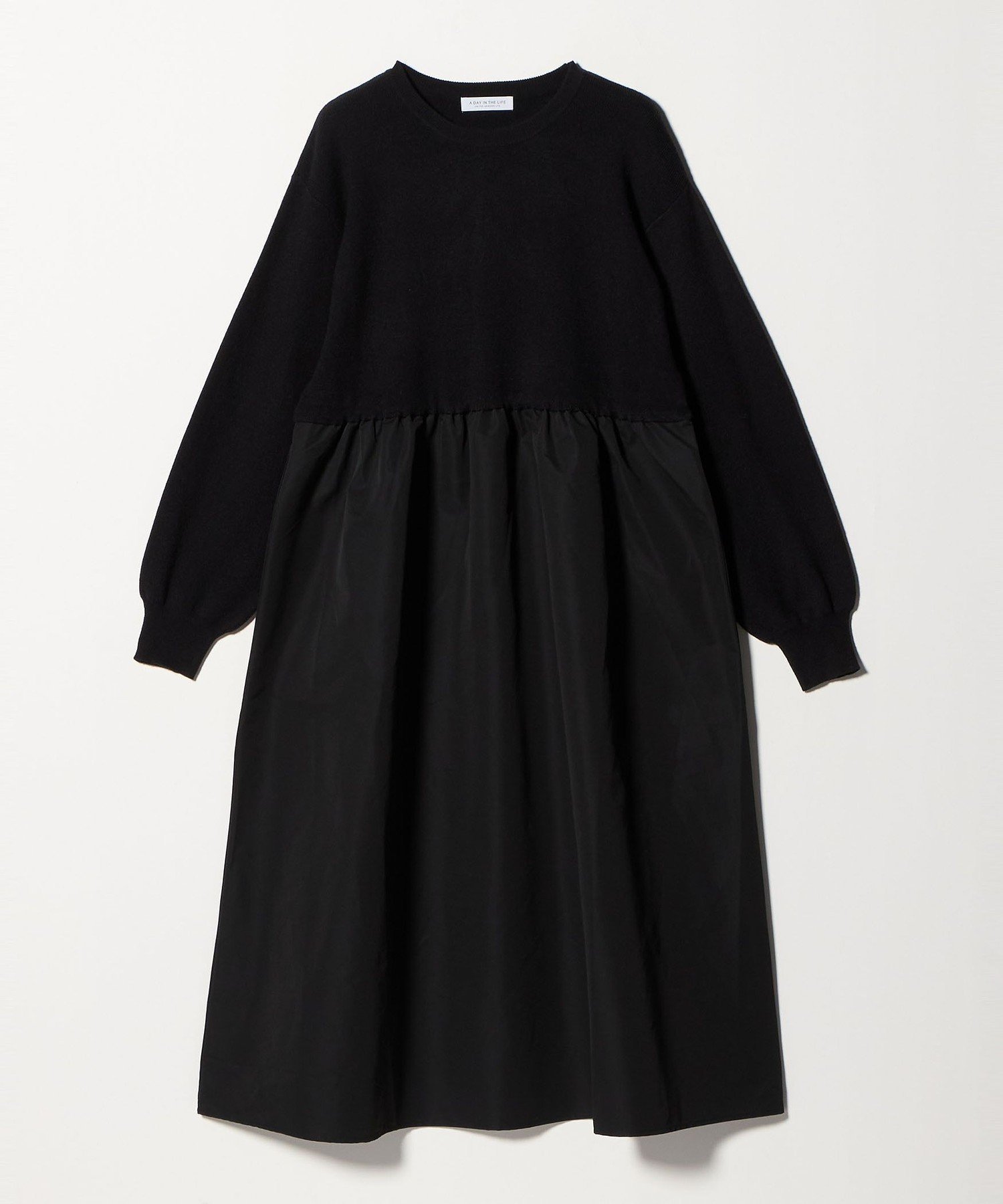 【ユナイテッドアローズ/UNITED ARROWS】のニット*タフタ コンビギャザー ワンピース -ウォッシャブル- A DAY IN THE LIFE インテリア・キッズ・メンズ・レディースファッション・服の通販 founy(ファニー) ファッション Fashion レディースファッション Fashion for Women ワンピース Dresses ウォッシャブル Machine Washable ギャザー Gathered, Ruffled コンビ Combo, Combination Style シンプル Simple, Minimal スカーフ Scarf, Neckwear ストレッチ Stretch, Stretchy Fabric スニーカー Sneakers, Trainers タフタ Taffeta, Structured Fabric トレンド Trend, Trending Now ドッキング Docking, Mixed Material ネックレス Necklace, Pendant Necklace バランス Balance, Style Balance アウトレット Outlet / Clearance ビジネス 仕事 通勤 Business / Work / Commuting BLACK|ID: prp329100004765237 ipo3291000000034499231