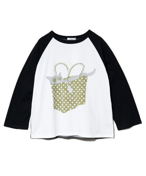 【ゴースローキャラバン/go slow caravan】のCOLORK/カラック 猫プリントラグランロンTEE (WOMENS) インテリア・キッズ・メンズ・レディースファッション・服の通販 founy(ファニー) 　ファッション　Fashion　レディースファッション　Fashion for Women　トップス・カットソー　Cut & Sew Tops　ロングTシャツ・Tシャツ　Longline T-Shirts & Tees　シンプル　Simple, Minimal　スリーブ　Sleeve, Long Sleeve / Short Sleeve　プリント　Print, Printed Pattern　リラックス　Relax, Relaxed Fit　猫　Cat, Kitty　クレイジー1|ID: prp329100004765290 ipo3291000000034588478