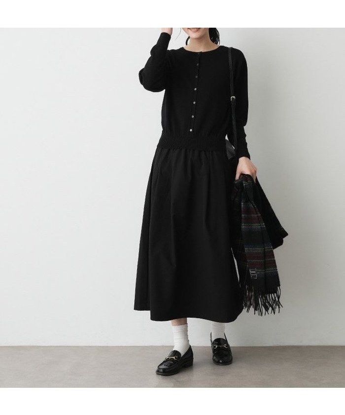 【デッサン/Dessin】の【1枚着/2WAY】ドッキングワンピース インテリア・キッズ・メンズ・レディースファッション・服の通販 founy(ファニー) https://founy.com/ ファッション Fashion レディースファッション Fashion for Women ワンピース Dresses アクセサリー Fashion Accessories カーディガン Cardigan, Knitwear シルク Silk, 100% Silk ストレッチ Stretch, Stretchy Fabric スマート Smart, Elegant ドッキング Docking, Mixed Material ネックレス Necklace, Pendant Necklace フレアースカート Flared Skirt, A-Line Skirt フロント Front, Front Design ポケット Pocket, Pocket Detail 無地 Plain, Solid Color エレガント 上品 Elegant |ID: prp329100004765292 ipo3291000000034499488