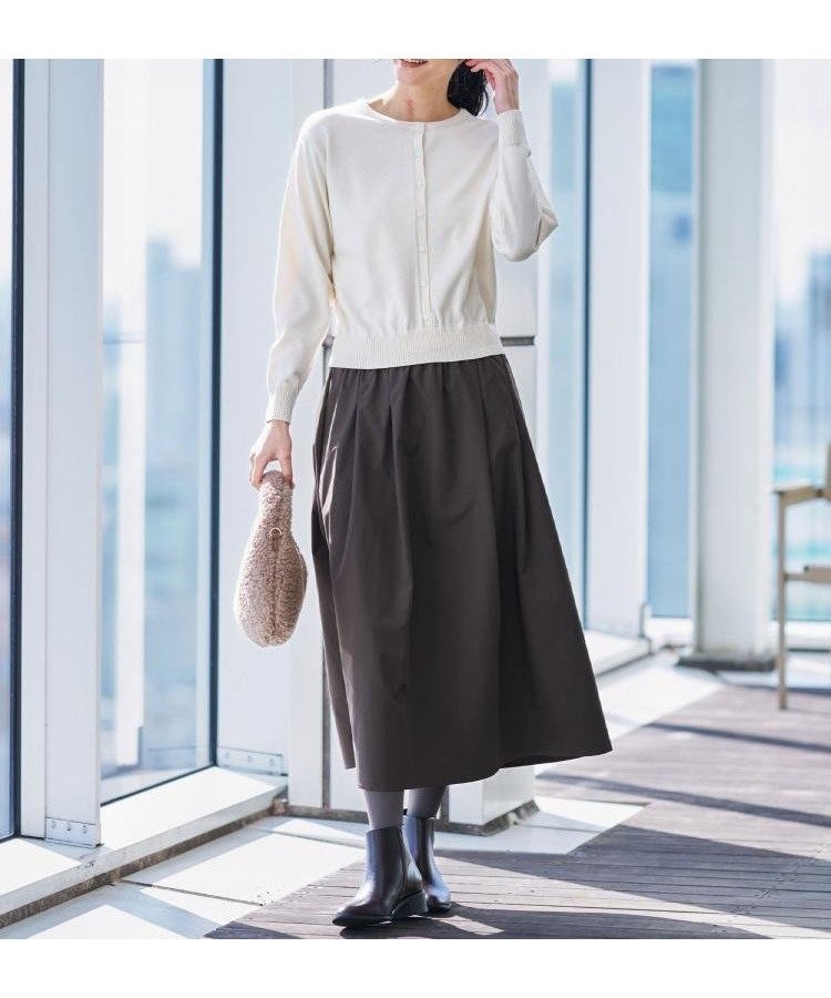 【デッサン/Dessin】の【1枚着/2WAY】ドッキングワンピース インテリア・キッズ・メンズ・レディースファッション・服の通販 founy(ファニー) ファッション Fashion レディースファッション Fashion for Women ワンピース Dresses アクセサリー Fashion Accessories カーディガン Cardigan, Knitwear シルク Silk, 100% Silk ストレッチ Stretch, Stretchy Fabric スマート Smart, Elegant ドッキング Docking, Mixed Material ネックレス Necklace, Pendant Necklace フレアースカート Flared Skirt, A-Line Skirt フロント Front, Front Design ポケット Pocket, Pocket Detail 無地 Plain, Solid Color エレガント 上品 Elegant ホワイト|ID: prp329100004765292 ipo3291000000034499491