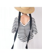 【ルージュヴィフラクレ/Rouge vif la cle】のバックVネック天竺ボーダープルオーバー ブラック|ID: prp329100004765309 ipo3291000000034588714