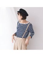 【ルージュヴィフラクレ/Rouge vif la cle】のバックVネック天竺ボーダープルオーバー ネイビー|ID: prp329100004765309 ipo3291000000034588715