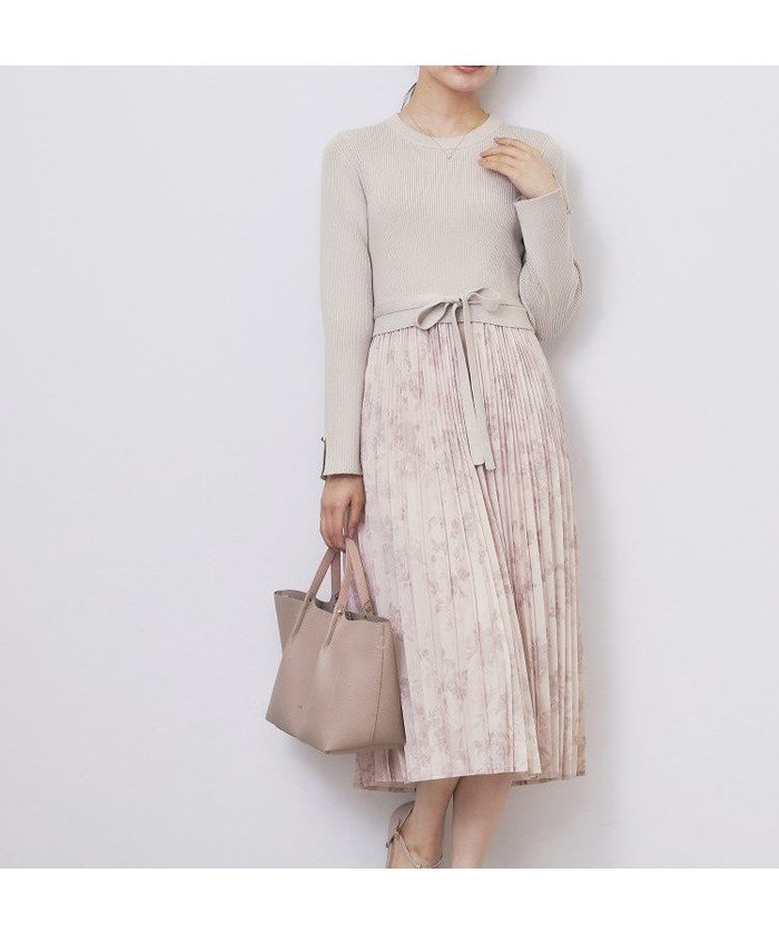 【インデックス/INDEX】のフラワープリーツドッキングニットワンピース【洗濯機OK】 インテリア・キッズ・メンズ・レディースファッション・服の通販 founy(ファニー) https://founy.com/ ファッション Fashion レディースファッション Fashion for Women ワンピース Dresses ニットワンピース Knit Dresses エレガント 上品 Elegant スタイリッシュ Stylish, Fashionable ストレッチ Stretch, Stretchy Fabric スリット Slit, Slit Detail ドッキング Docking, Mixed Material フィット Fit, Slim Fit フラワー Flower, Floral プリーツ Pleats, Pleated ポケット Pocket, Pocket Detail リボン Ribbon, Bow 長袖 Long Sleeve, Full Sleeve |ID: prp329100004765326 ipo3291000000034660109