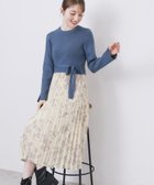 【インデックス/INDEX】のフラワープリーツドッキングニットワンピース【洗濯機OK】 ブルー|ID: prp329100004765326 ipo3291000000034660111