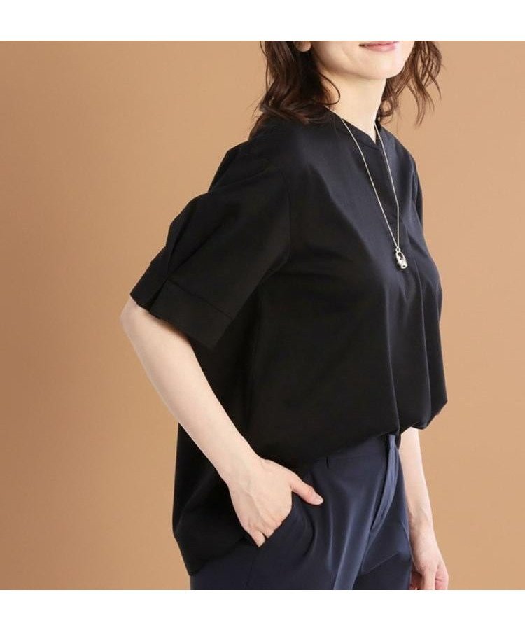 【リフレクト/Reflect】の【すっきり見え!長め丈/マシンウォッシュ可】スキッパーネックジャージトップス 人気、トレンドファッション・服の通販 founy(ファニー) 　ファッション　Fashion　レディースファッション　Fashion for Women　トップス・カットソー　Cut & Sew Tops　シルケット　Silket, Silky Cotton　スキッパー　Skipper, Open Collar　スマート　Smart, Elegant　スーピマ　Supima, Premium Cotton　フレア　Flare, Flared　ベーシック　Basic, Essential　 other-1|ID: prp329100004765360 ipo3291000000034500165