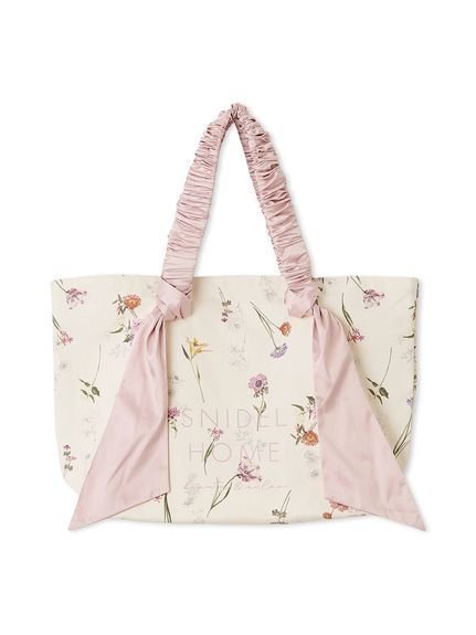 【スナイデル ホーム/SNIDEL HOME】のオーガニックキャンバストート -BIG-(FLOWER) インテリア・キッズ・メンズ・レディースファッション・服の通販 founy(ファニー) 　ファッション　Fashion　レディースファッション　Fashion for Women　バッグ　Bags　秋　Autumn　キャンバス　Canvas, Canvas Fabric　ギャザー　Gathered, Ruffled　クール　Cool, Chic　スマート　Smart, Elegant　定番　Standard, Basic Item　フェミニン　Feminine, Girly　フラワー　Flower, Floral　プリント　Print, Printed Pattern　ポケット　Pocket, Pocket Detail　ポーチ　Pouch, Small Case　リボン　Ribbon, Bow　ロマンティック　Romantic, Feminine Style　旅行　Travel　エレガント 上品　Elegant　ビジネス 仕事 通勤　Business / Work / Commuting　PNK[066]|ID: prp329100004765361 ipo3291000000034622783