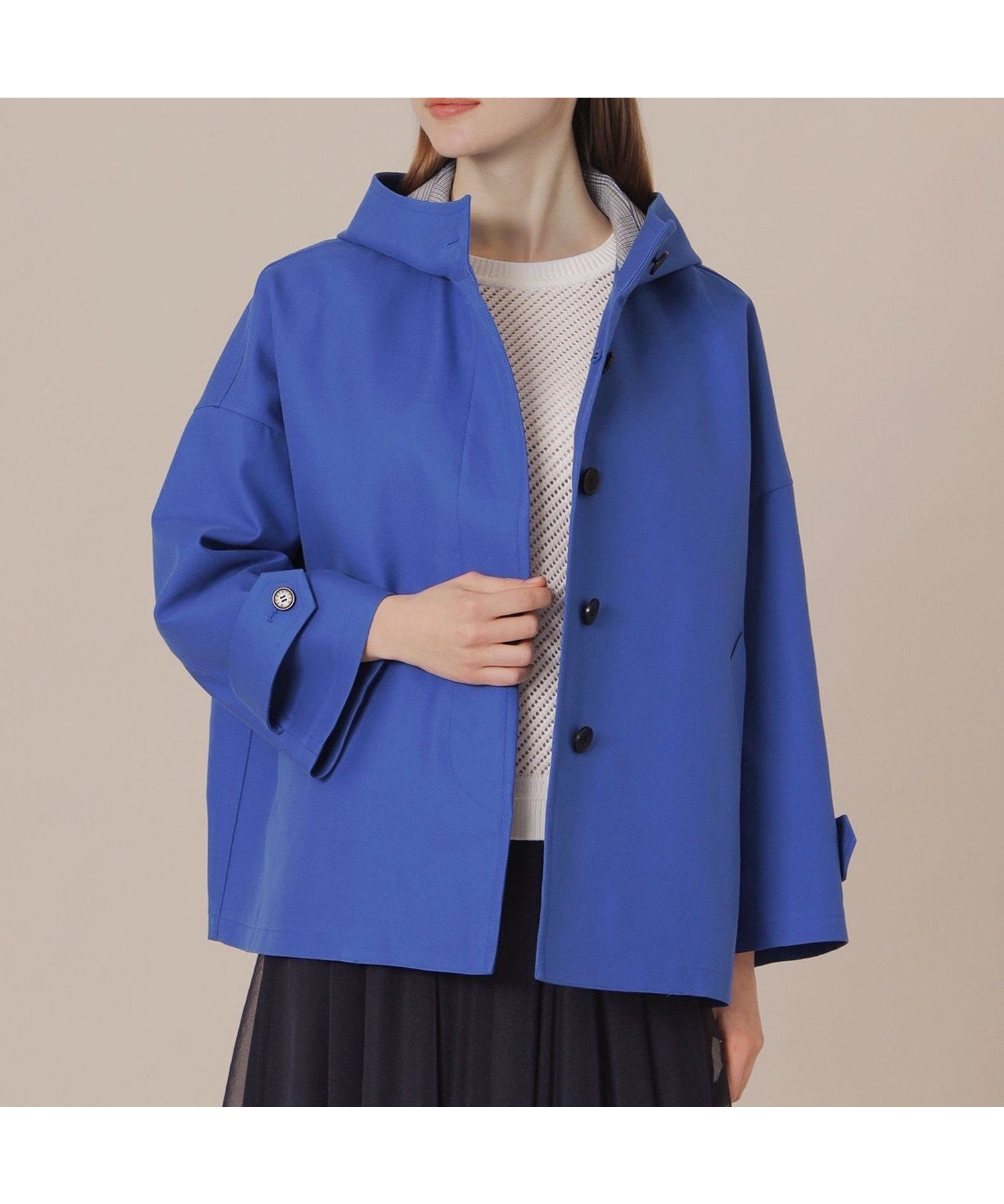 【マッキントッシュ ロンドン/MACKINTOSH LONDON】の【婦人画報掲載】【ROSLEY/ロズリー】コットンチェックダブルクロスフーデットコート 人気、トレンドファッション・服の通販 founy(ファニー) 　ファッション　Fashion　レディースファッション　Fashion for Women　アウター　Coat / Outerwear Collection　コート・ロングコート・ピーコート　Long Coats, Peacoats & More　インナー　Innerwear　ショート　Short, Short Length　ダブル　Double, Double-Breasted　チェック　Check, Plaid, Tartan　ドロップ　Drop Shoulder, Dropped Style　フェイス　Face, Facial Design　ボトム　Bottoms, Lower Wear　定番　Standard, Basic Item　春　Spring　秋　Autumn　 other-1|ID: prp329100004765392 ipo3291000000034500516