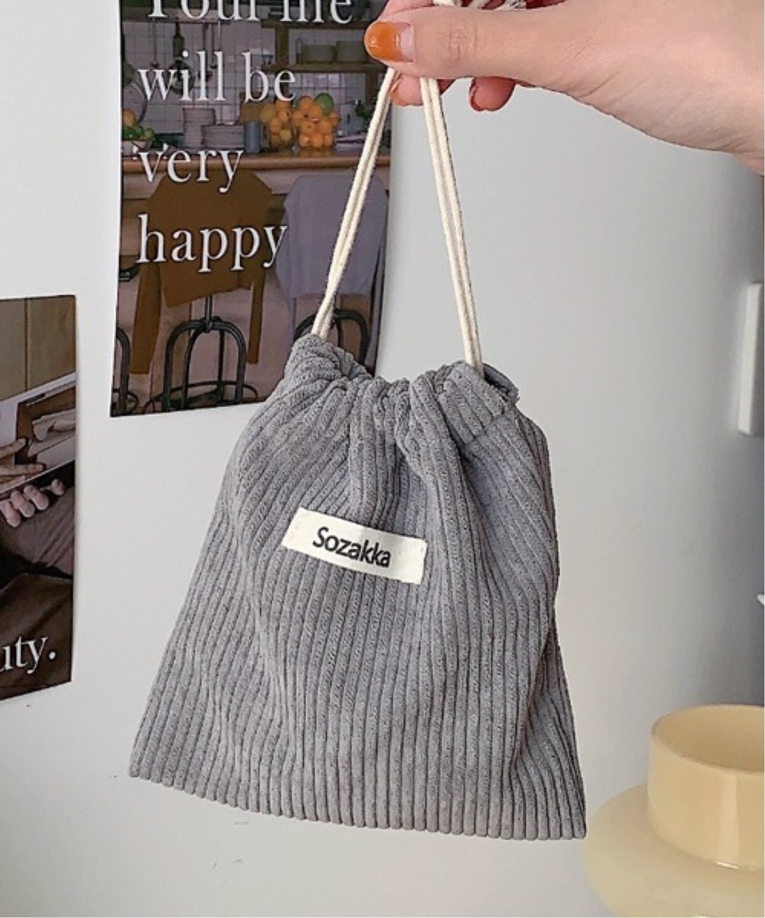 【チェルカ/CERCA】のPochi Pouch/コーデュロイ 巾着 ミニ ポーチ インテリア・キッズ・メンズ・レディースファッション・服の通販 founy(ファニー) 　ファッション　Fashion　レディースファッション　Fashion for Women　ポーチ&ミニバッグ　Pouches & Mini Bags　コーデュロイ　Corduroy, Cord Fabric　シンプル　Simple, Minimal　ポーチ　Pouch, Small Case　ワンポイント　One Point, Statement Accent　再入荷　Restock / Back in Stock　巾着　Drawstring Bag, Kinchaku　グレー|ID: prp329100004765592 ipo3291000000034722770