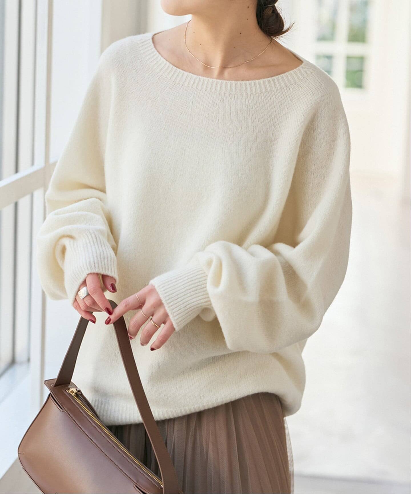 【スピック&スパン/Spick & Span】の《新色有り / 追加》ニュアンスコクーンシルエットニット インテリア・キッズ・メンズ・レディースファッション・服の通販 founy(ファニー) 　ファッション　Fashion　レディースファッション　Fashion for Women　トップス・カットソー　Cut & Sew Tops　ニット　Knit Tops & Sweaters　ホワイト|ID: prp329100004765592 ipo3291000000035209023