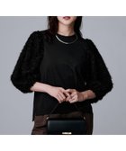 【アンタイトル/UNTITLED】の【丸首/Tシャツ風/短丈】シャギースリーブ ポンチカットソー 人気、トレンドファッション・服の通販 founy(ファニー) ファッション Fashion レディースファッション Fashion for Women トップス・カットソー Cut & Sew Tops シャツ・ブラウス・オフィスカジュアル Elegant Blouses & Button-Ups ロングTシャツ・Tシャツ Longline T-Shirts & Tees カットソー・ベーシックTシャツ Cut-and-Sewn Tops / Stretch Tees & Basics 秋 Autumn シアー Sheer, See-Through ジャカード／ジャガード Jacquard, Woven Pattern スマート Smart, Elegant スリーブ Sleeve, Long Sleeve / Short Sleeve デニム Denim, Jeans Material トレンド Trend, Trending Now ドレープ Drape, Draping Fabric バランス Balance, Style Balance フェザー Feather, Feather Detail フォルム Silhouette, Form ベーシック Basic, Essential おすすめ Recommended / Our Picks thumbnail ブラック|ID: prp329100004765647 ipo3291000000034502747