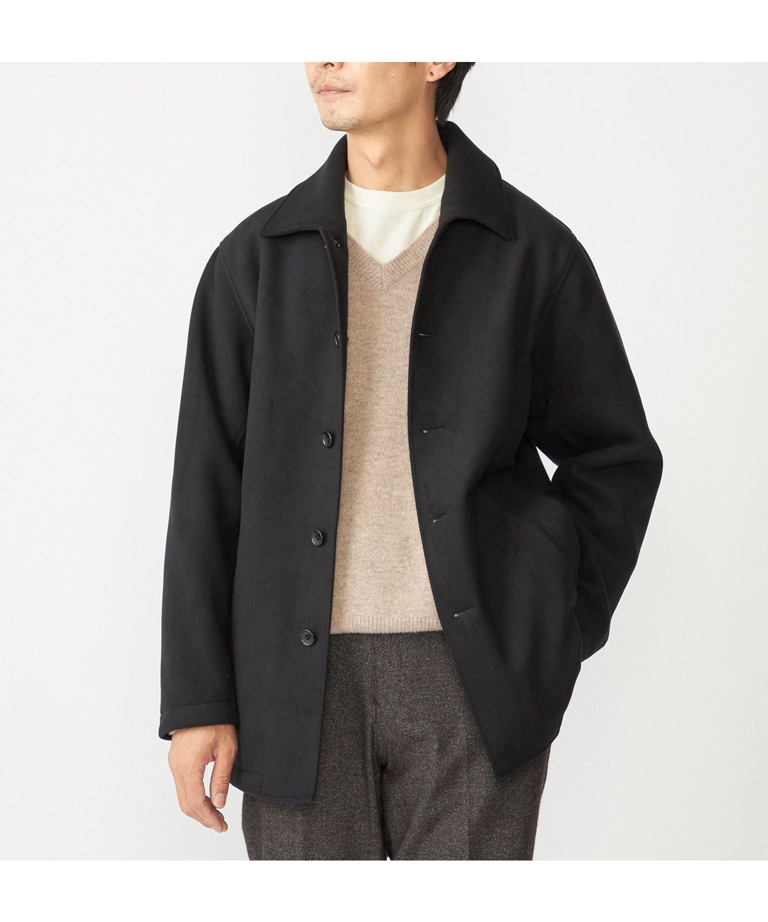 【シップス/SHIPS / MEN】のSHIPS ダウン ファブリック オーバー ジャケット インテリア・キッズ・メンズ・レディースファッション・服の通販 founy(ファニー) 　ファッション　Fashion　メンズファッション　Fashion for Men　軽量　Lightweight, Ultra Light　シンプル　Simple, Minimal　ジャケット　Jacket, Outerwear　ストレッチ　Stretch, Stretchy Fabric　ダウン　Down, Puffer　ハーフ　Half, Half-Length　パーカー　Hoodie, Parka　ファブリック　Fabric, Textile　メルトン　Melton, Heavy Wool　冬　Winter / This Winter　おすすめ　Recommended / Our Picks　ビジネス 仕事 通勤　Business / Work / Commuting　ブラック|ID: prp329100004765661 ipo3291000000034550638