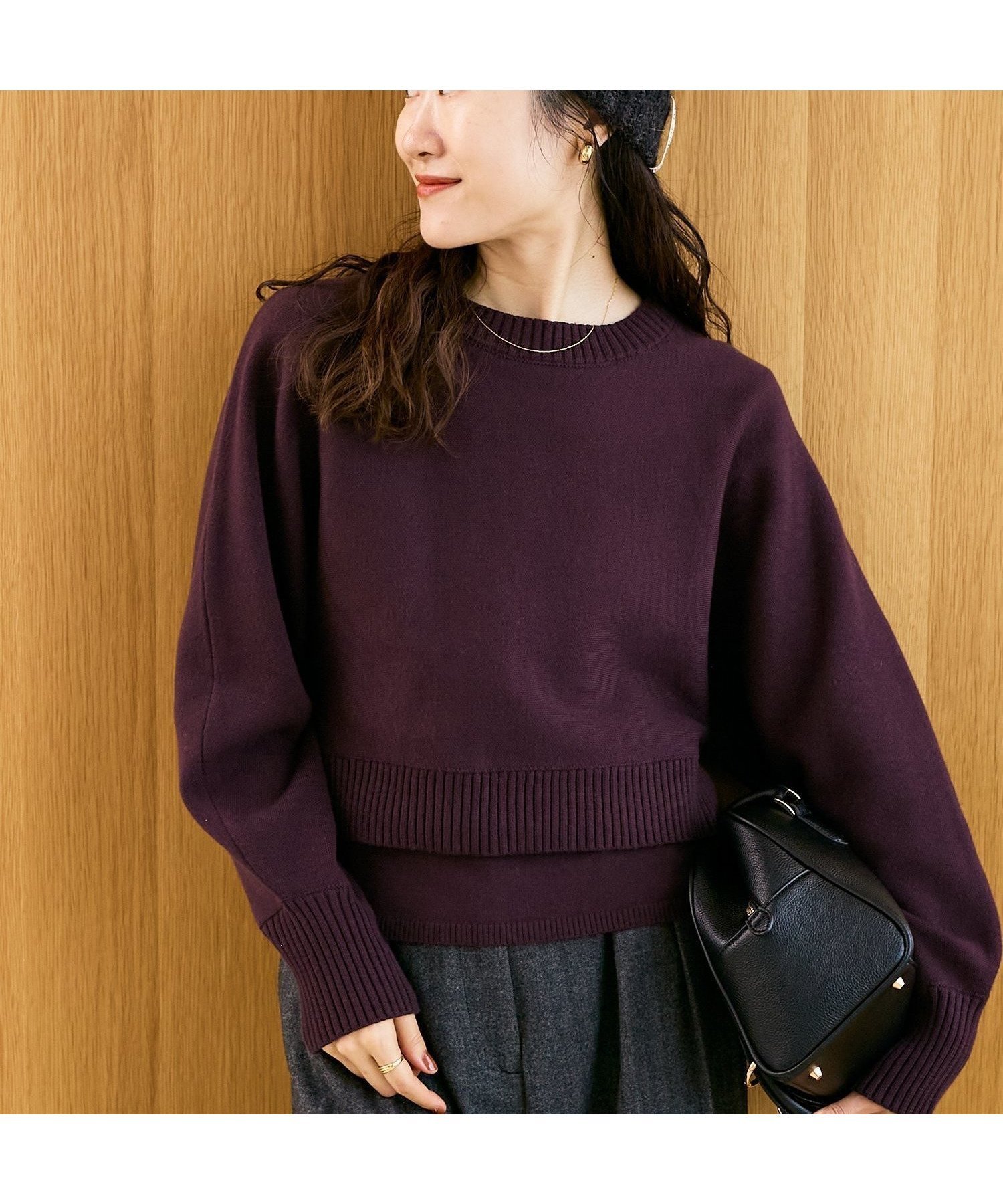 【ルクールブラン/le.coeur blanc】の3WAYレイヤードクルーニット インテリア・キッズ・メンズ・レディースファッション・服の通販 founy(ファニー) 　ファッション　Fashion　レディースファッション　Fashion for Women　トップス・カットソー　Cut & Sew Tops　ニット　Knit Tops & Sweaters　おすすめ　Recommended / Our Picks　インナー　Innerwear　カットソー　Cut and Sewn Top　コンパクト　Compact, Small Size　サロペ　Salopette, Salopette Dress　ストレッチ　Stretch, Stretchy Fabric　セットアップ　Set-Up, Coordinated Outfit　デニム　Denim, Jeans Material　フィット　Fit, Slim Fit　ボトム　Bottoms, Lower Wear　ワイド　Wide, Wide Fit　D/ブラウン|ID: prp329100004765730 ipo3291000000034503487