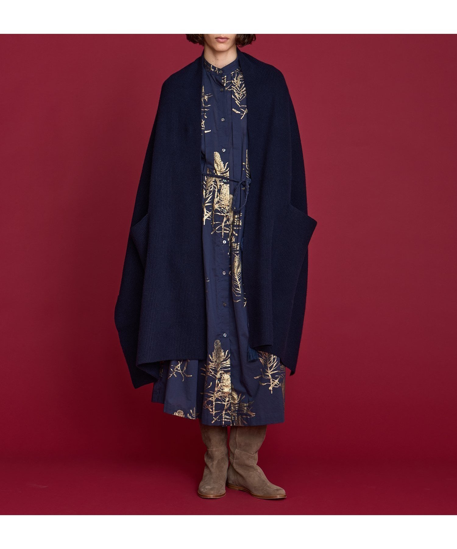 【ハウス オブ ロータス/HOUSE OF LOTUS】のウールストール インテリア・キッズ・メンズ・レディースファッション・服の通販 founy(ファニー) 　ファッション　Fashion　レディースファッション　Fashion for Women　ストール　Stole, Wrap　ポケット　Pocket, Pocket Detail　ミックス　Mix, Mixed Style　ミドル　Middle Length, Mid Height　畦　Ribbed Knit　A/W・秋冬　Autumn/Winter　ネイビー|ID: prp329100004765794 ipo3291000000034504003