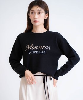 【ノエラ/Noela】のジャカードロゴ刺繍ニット 人気、トレンドファッション・服の通販 founy(ファニー) ファッション Fashion レディースファッション Fashion for Women トップス・カットソー Cut & Sew Tops ニット Knit Tops & Sweaters コンパクト Compact, Small Size ジャカード／ジャガード Jacquard, Woven Pattern ポケット Pocket, Pocket Detail |ID:prp329100004765811