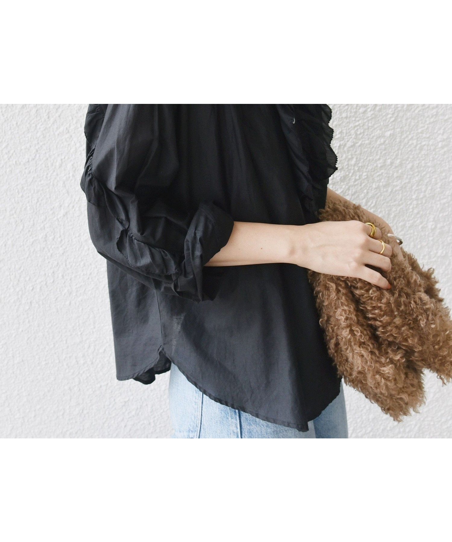 【シップス フォー ウィメン/SHIPS】の手洗い可能 コットン シルク ローン フリル ブラウス インテリア・キッズ・メンズ・レディースファッション・服の通販 founy(ファニー) 　ファッション　Fashion　レディースファッション　Fashion for Women　トップス・カットソー　Cut & Sew Tops　シャツ・ブラウス・オフィスカジュアル　Elegant Blouses & Button-Ups　インド　Indian Textile　ヴィンテージ　Vintage Style　カフス　Cuff Design　シルク　Silk, 100% Silk　デニム　Denim, Jeans Material　フリル　Frill, Ruffle　ボトム　Bottoms, Lower Wear　ヨーク　Yoke, Yoke Design　夏　Summer　2024年　2024　2024-2025秋冬・A/W　Autumn/Winter 2024–25 AW24–25　ブラック|ID: prp329100004765820 ipo3291000000034504286