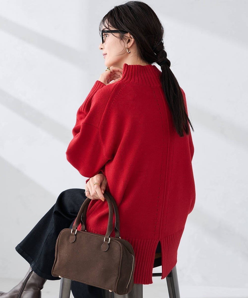 【アー ヴェー ヴェー/a.v.v】の【洗える/静電気が起きにくい】バックスリットニット インテリア・キッズ・メンズ・レディースファッション・服の通販 founy(ファニー) ファッション Fashion レディースファッション Fashion for Women トップス・カットソー Cut & Sew Tops ニット Knit Tops & Sweaters 春 Spring 洗える Machine Washable 秋 Autumn スリット Slit, Slit Detail デニム Denim, Jeans Material ハイネック High Neck, Mock Neck フェミニン Feminine, Girly ベーシック Basic, Essential ワイド Wide, Wide Fit 冬 Winter / This Winter 再入荷 Restock / Back in Stock 夏 Summer レッド|ID: prp329100004765970 ipo3291000000034505947