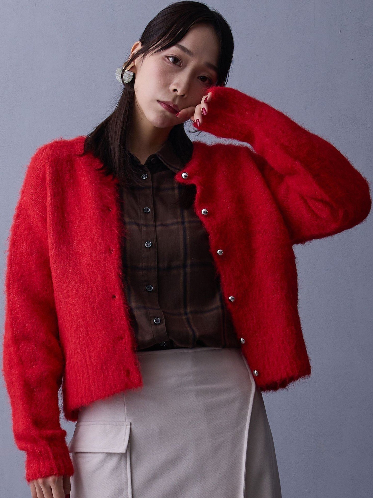 【ニコル クラブ/NICOLE CLUB】のシャギーカーディガン インテリア・キッズ・メンズ・レディースファッション・服の通販 founy(ファニー) 　ファッション　Fashion　レディースファッション　Fashion for Women　トップス・カットソー　Cut & Sew Tops　カーディガン・羽織り　Layered Style Cardigans　ショート　Short, Short Length　スマート　Smart, Elegant　トレンド　Trend, Trending Now　バランス　Balance, Style Balance　羽織　Haori, Light Jacket　軽量　Lightweight, Ultra Light　01レッド|ID: prp329100004765994 ipo3291000000034506327