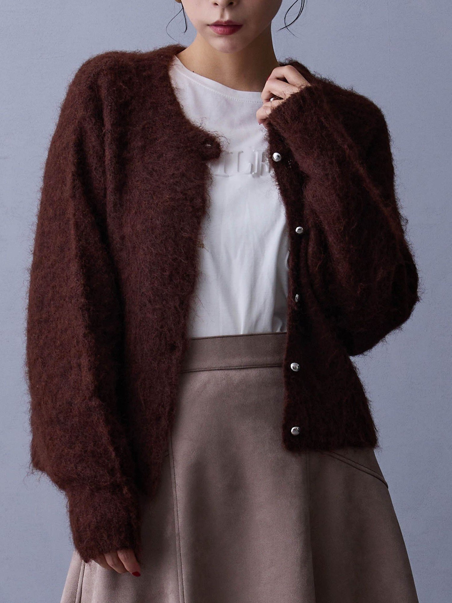 【ニコル クラブ/NICOLE CLUB】のシャギーカーディガン インテリア・キッズ・メンズ・レディースファッション・服の通販 founy(ファニー) 　ファッション　Fashion　レディースファッション　Fashion for Women　トップス・カットソー　Cut & Sew Tops　カーディガン・羽織り　Layered Style Cardigans　ショート　Short, Short Length　スマート　Smart, Elegant　トレンド　Trend, Trending Now　バランス　Balance, Style Balance　羽織　Haori, Light Jacket　軽量　Lightweight, Ultra Light　13ブラウン|ID: prp329100004765994 ipo3291000000034506330